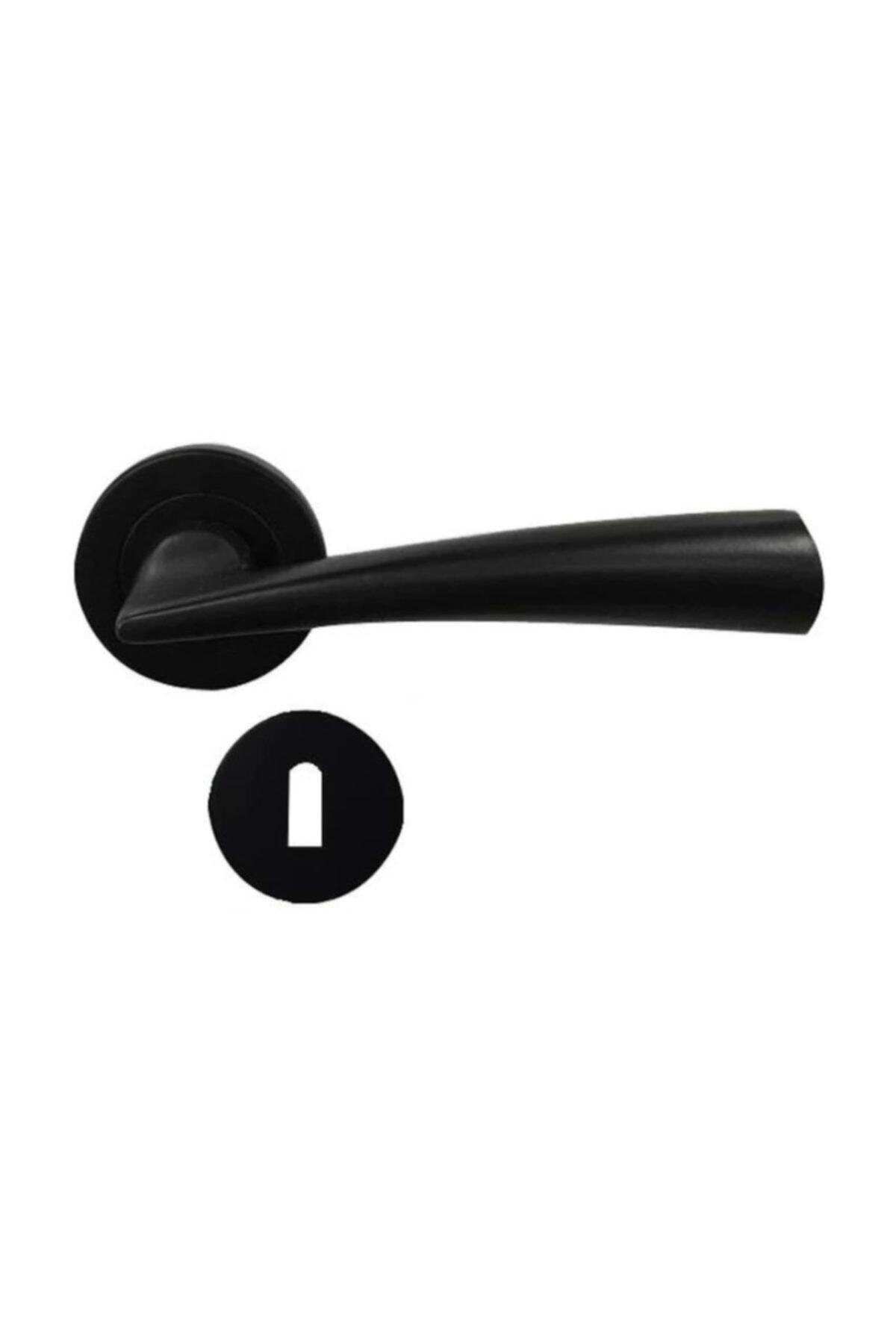 Sofuoğlu Hazal Mat Siyah Yuvarlak Rozetli Kapı Kolu Oda - Iç Kapısı Kol
