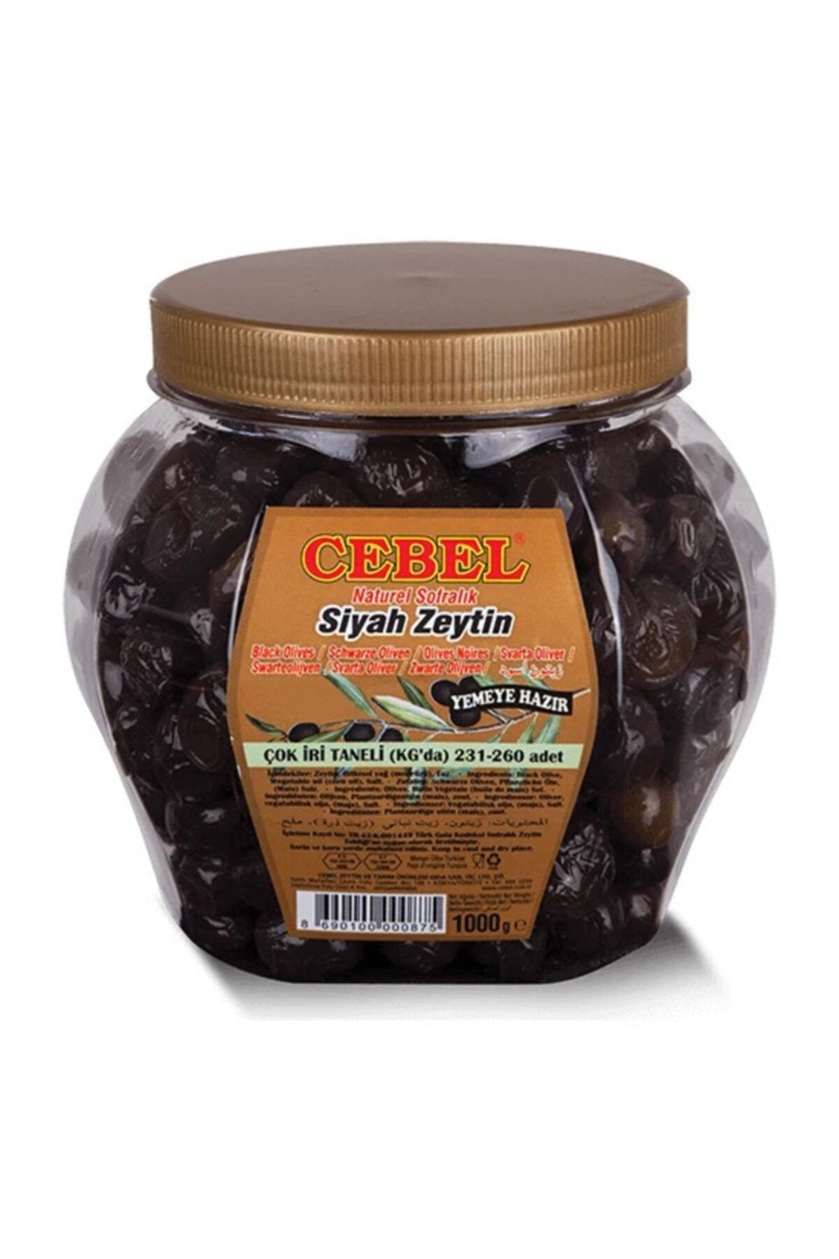 Cebel Siyah Zeytin Çok İri Taneli Pet 1000 gr