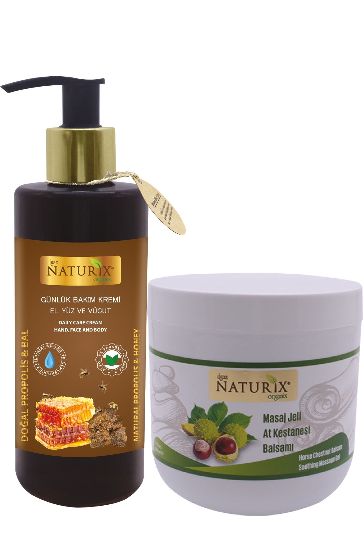 Naturix PropolisBal Özlü 250 ml Nemlendirici El  YüzVücut KremiAt Kestanesi Balsamı 500 ml