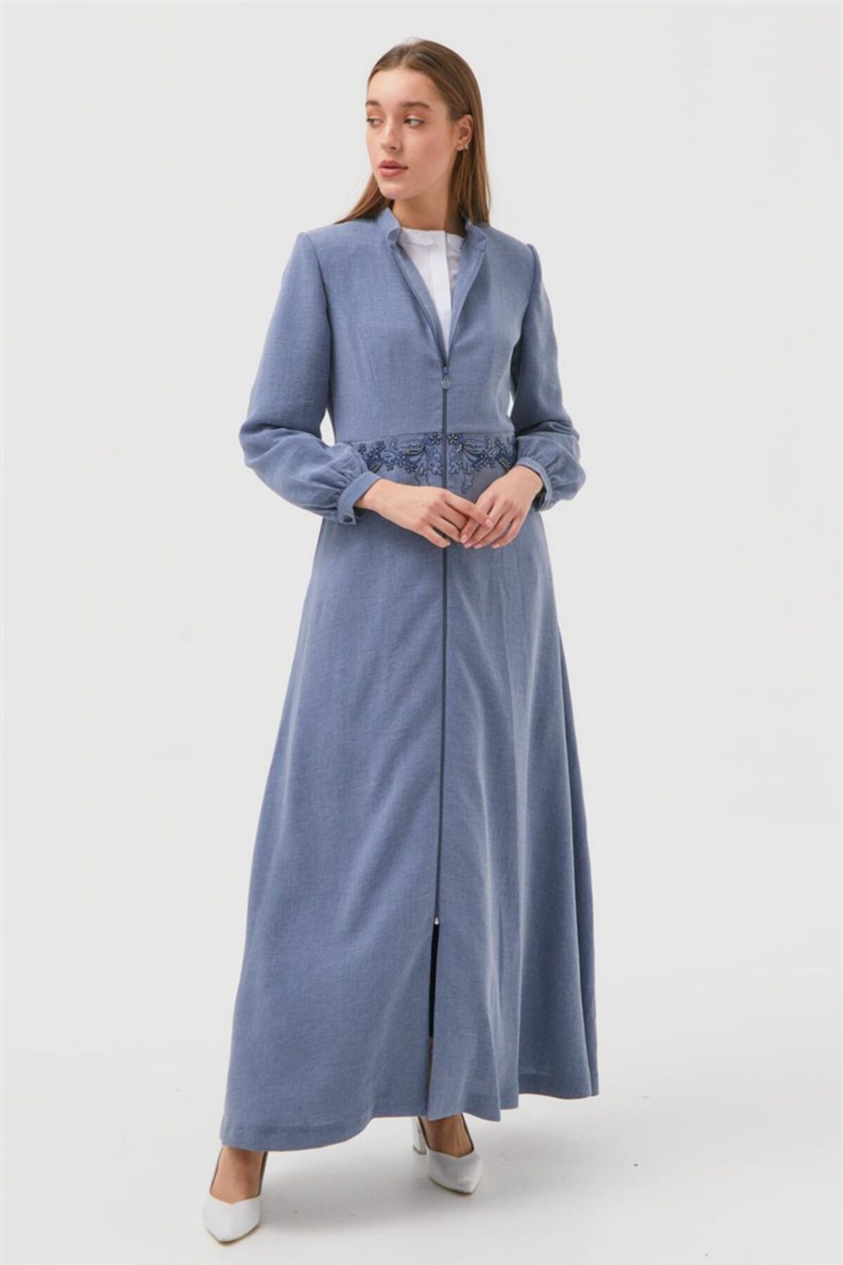 Kayra Nakışlı Lacivert Pardesü