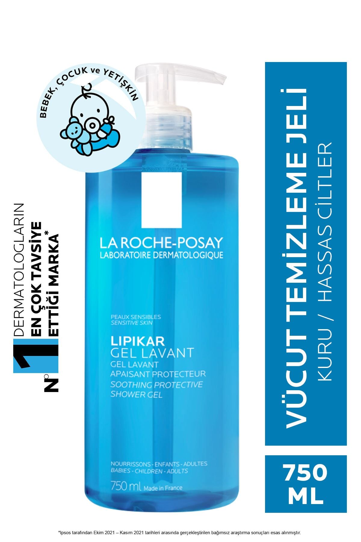 La Roche Posay Lipikar Gel Lavant 750 mlHassas ve Kuru Ciltler için Yatıştırıcı ve Koruyucu Duş Jeli 3337872418815