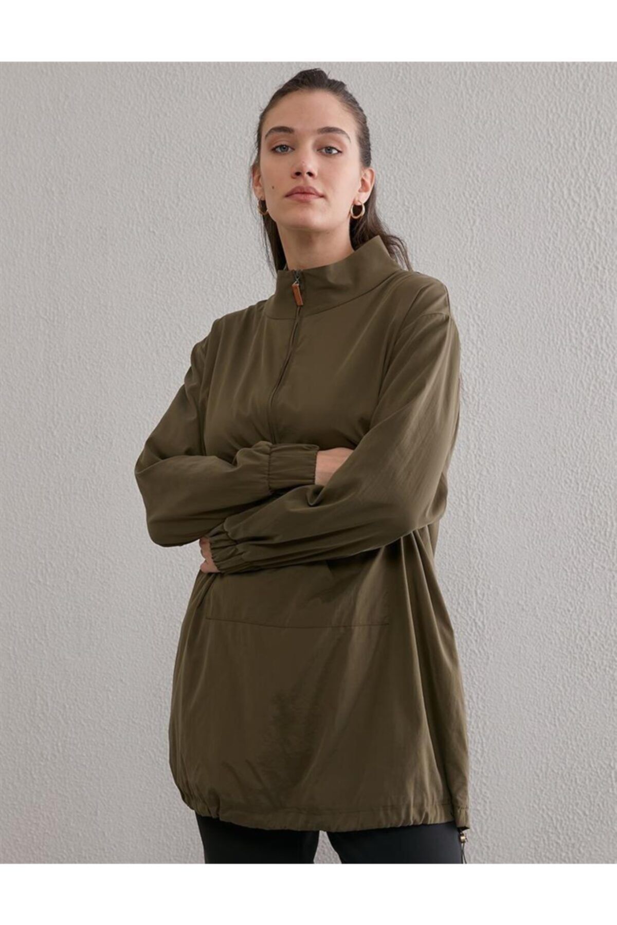 Kayra Kanguru Cepli Yeşil Tunik