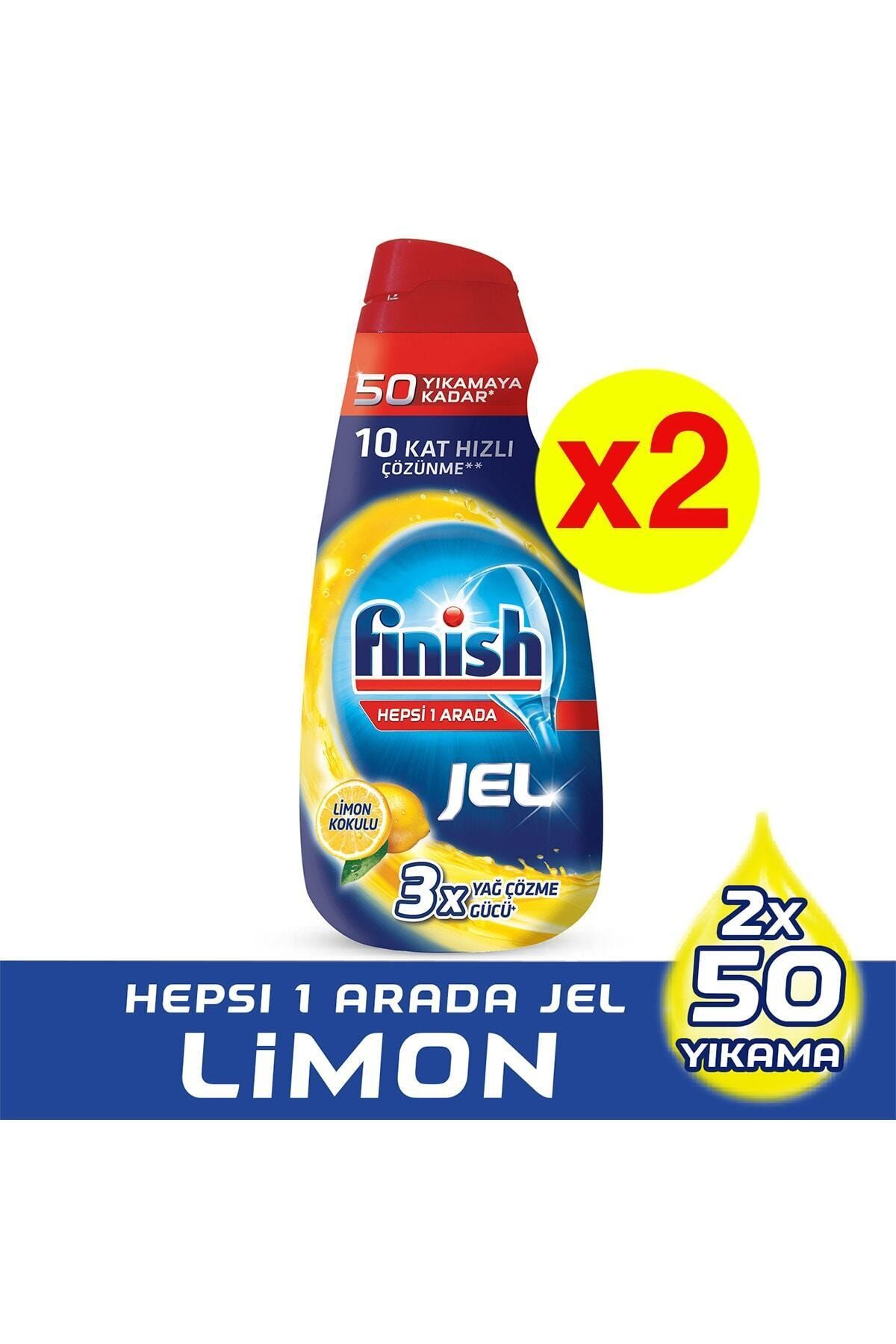 Finish Hepsi Bir Arada 2x1000 ml Konsantre Jel Limon Bulaşık Makinesi Deterjanı