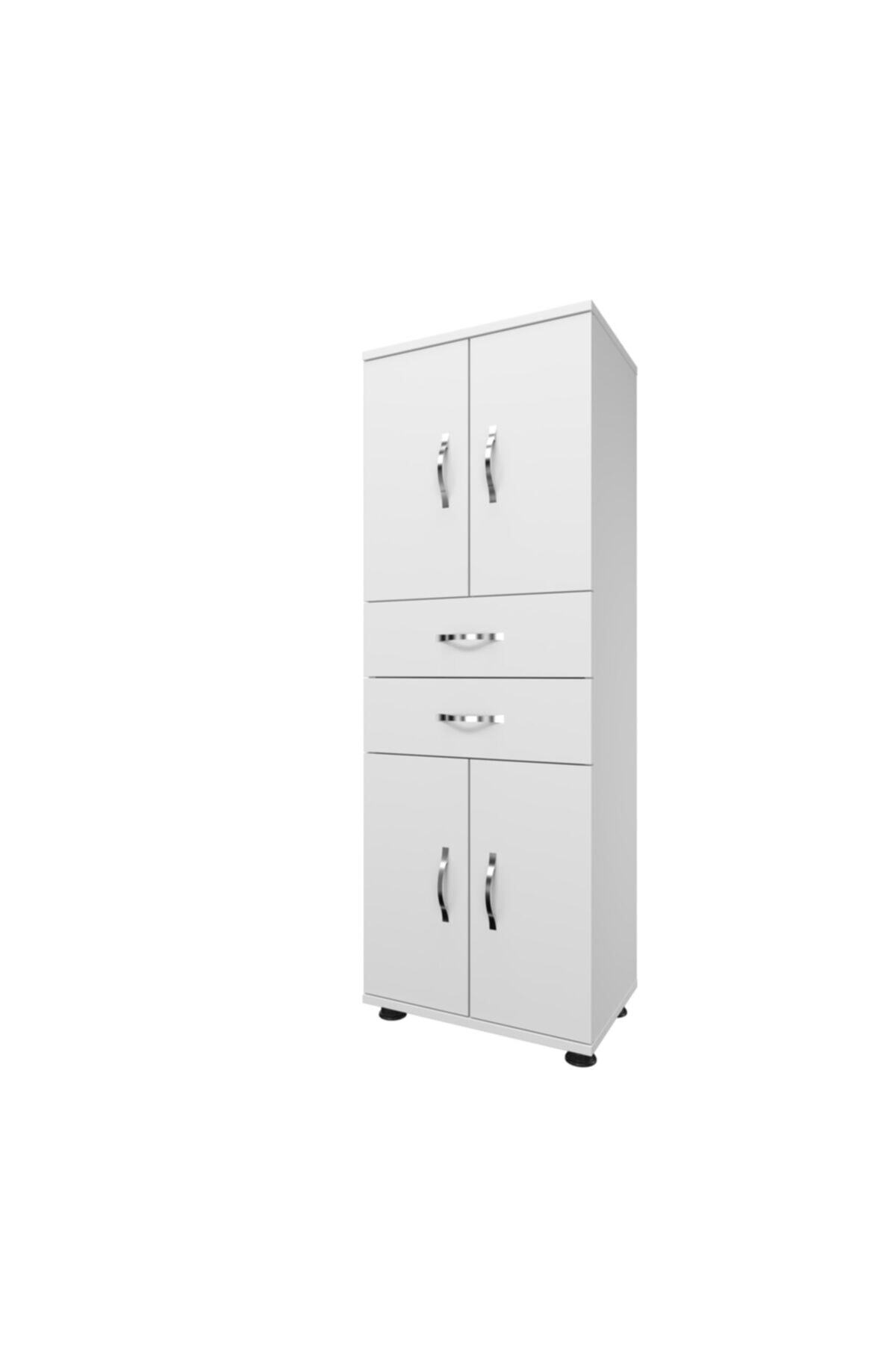 LENDA Lamen 4 Kapak 2 Çekmeceli Çok Amaçlı Dolap