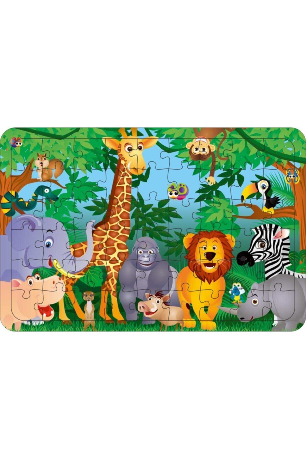 Güven Serigrafi Hayvanlar 54 Parça Ahşap Çerçeveli Puzzle Yapboz