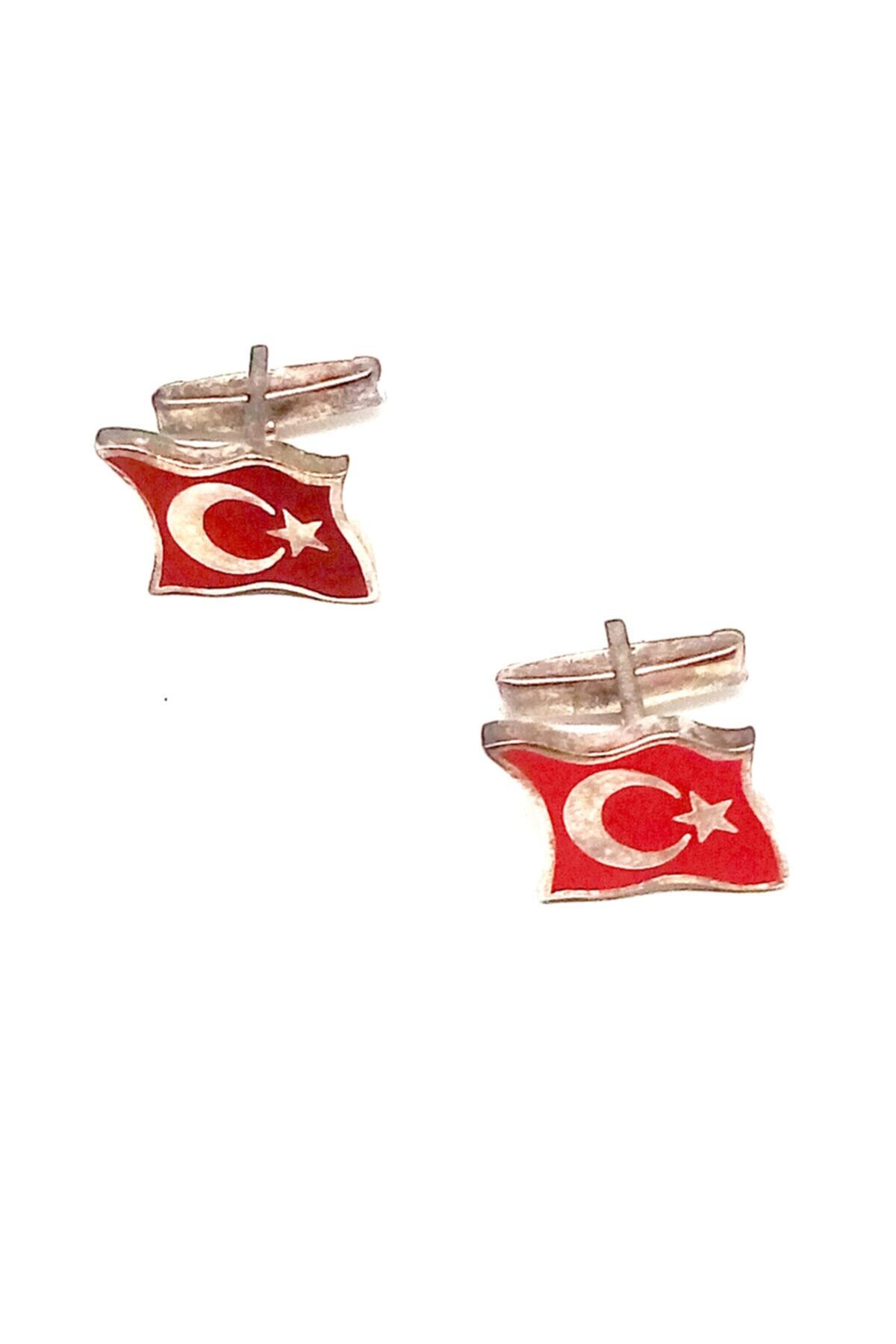 925 Gümüş Hidsilver Aymkdğmsi Ayyıldız Motifli Gümüş Erkek Kol Düğmesi Modeli