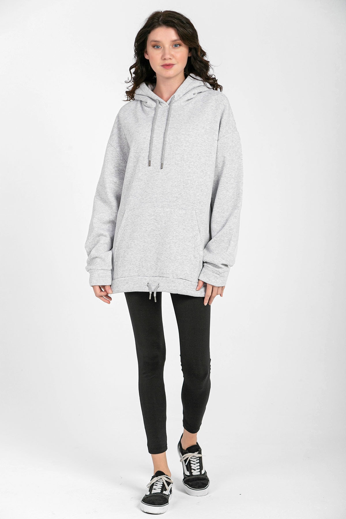 SALAS MODA Oversize Düz Kordon Detaylı Sweatshirt Slssw0001