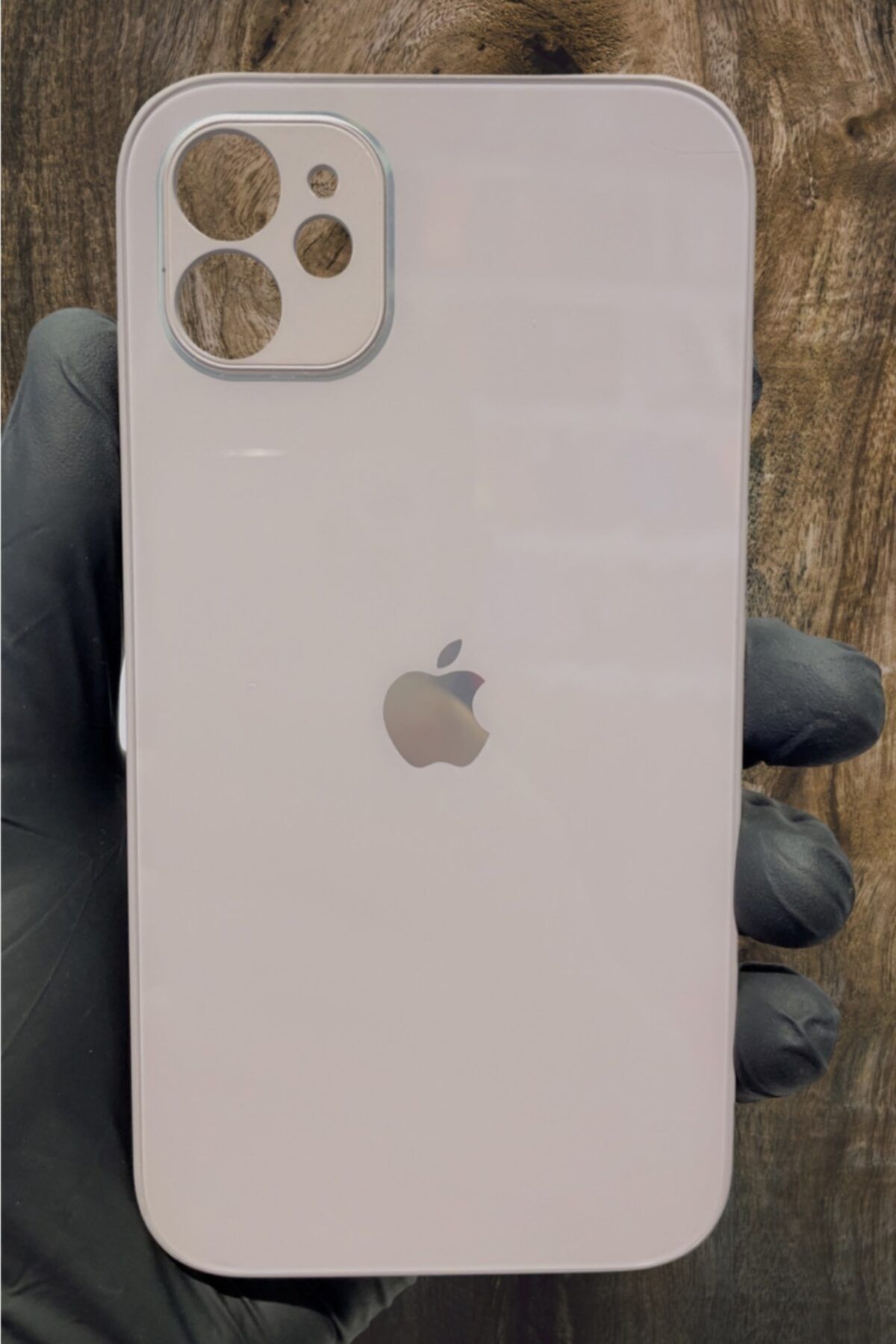 ceppark Iphone 11 Kılıf Cam Lansman Logolu Kapak Koyurucu Silikon Kum Rengi
