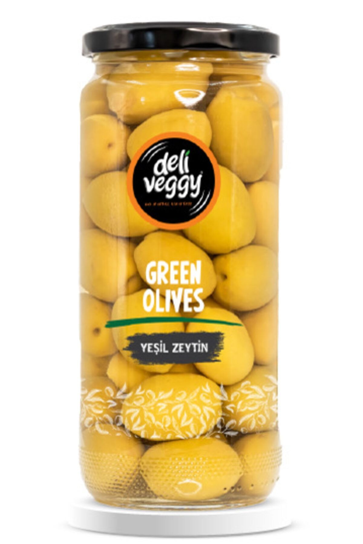 deliveggy Bütün Yeşil Zeytin 500ml Cam Kavanozda