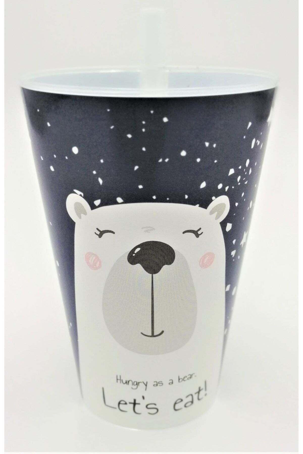 iglostorage Kutup Ayısı Polar Bear Çocuk Bebek Pipetli Kamışlı Su Süt Meşrubat Bardağı, Alıştırma Bardağı