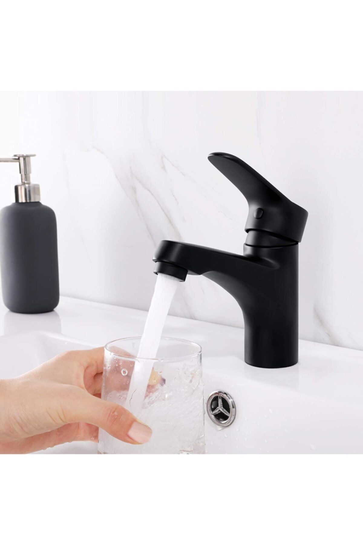 Sardıcı Lavabo Bataryası Siyah Kaplama Çift Su Girişli