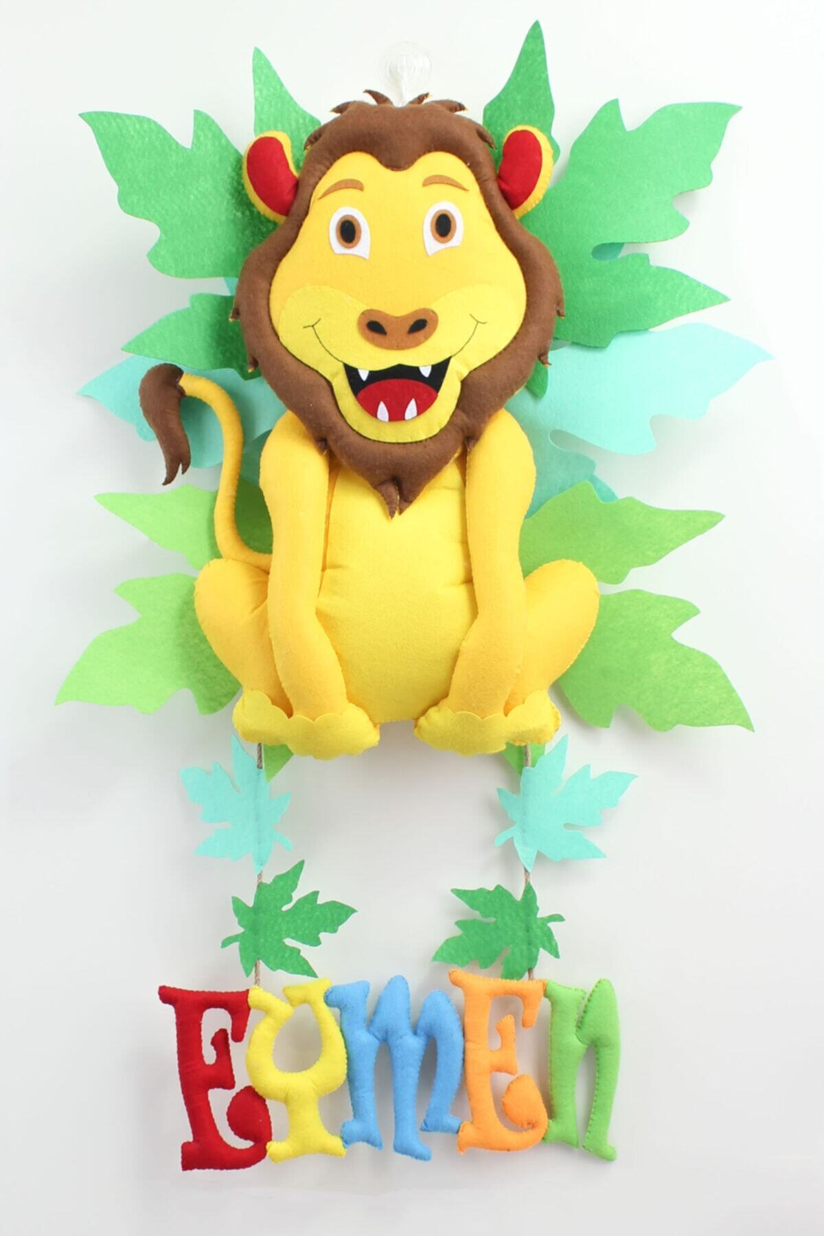 Renkli Hayallerim Eymen İsimli Aslanlı Bebek Odası Kapı Süsü