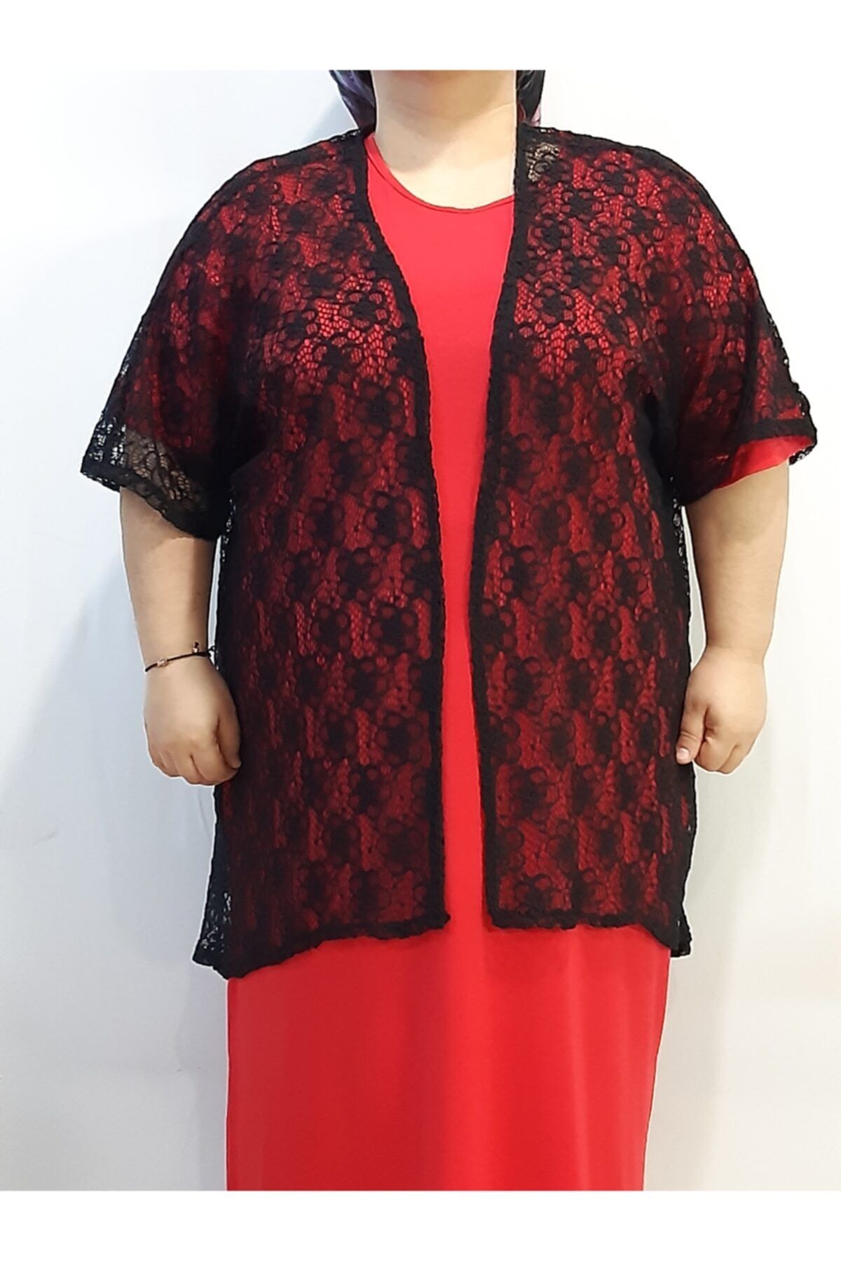 Mertcan Butik Siyah Dantel Yarasa Kol Yelek