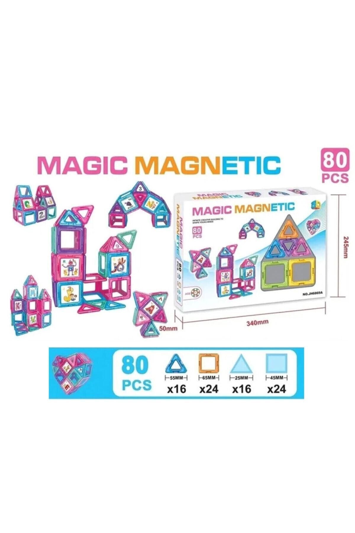 İnternet Oyuncak Magic-magnetic Üç Boyutlu Manyetik Yapı Lego Seti - 80 Parça