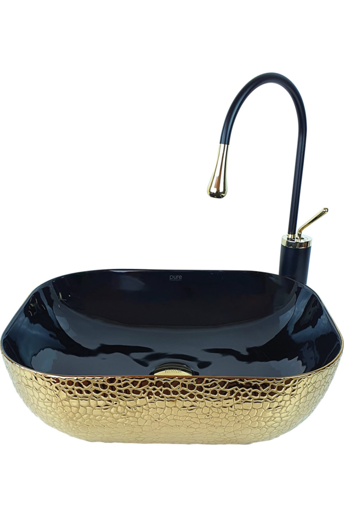 Pure Concept Pure Crocodile Gold Siyah Tezgah Üstü Çanak Lavabo