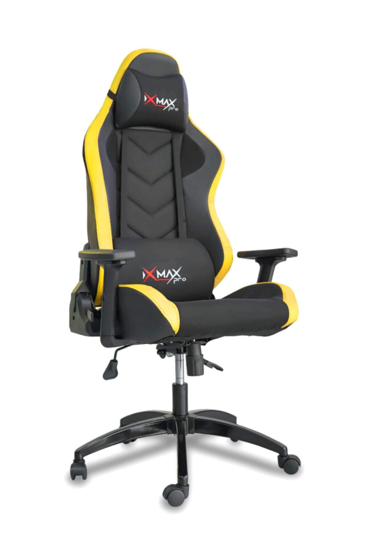 XMAX Hyper Terletmez Kumaş Yatak Olur 3d Kollu Çift Yastıklı Profesyonel Oyuncu Koltuğu Sarı/siyah