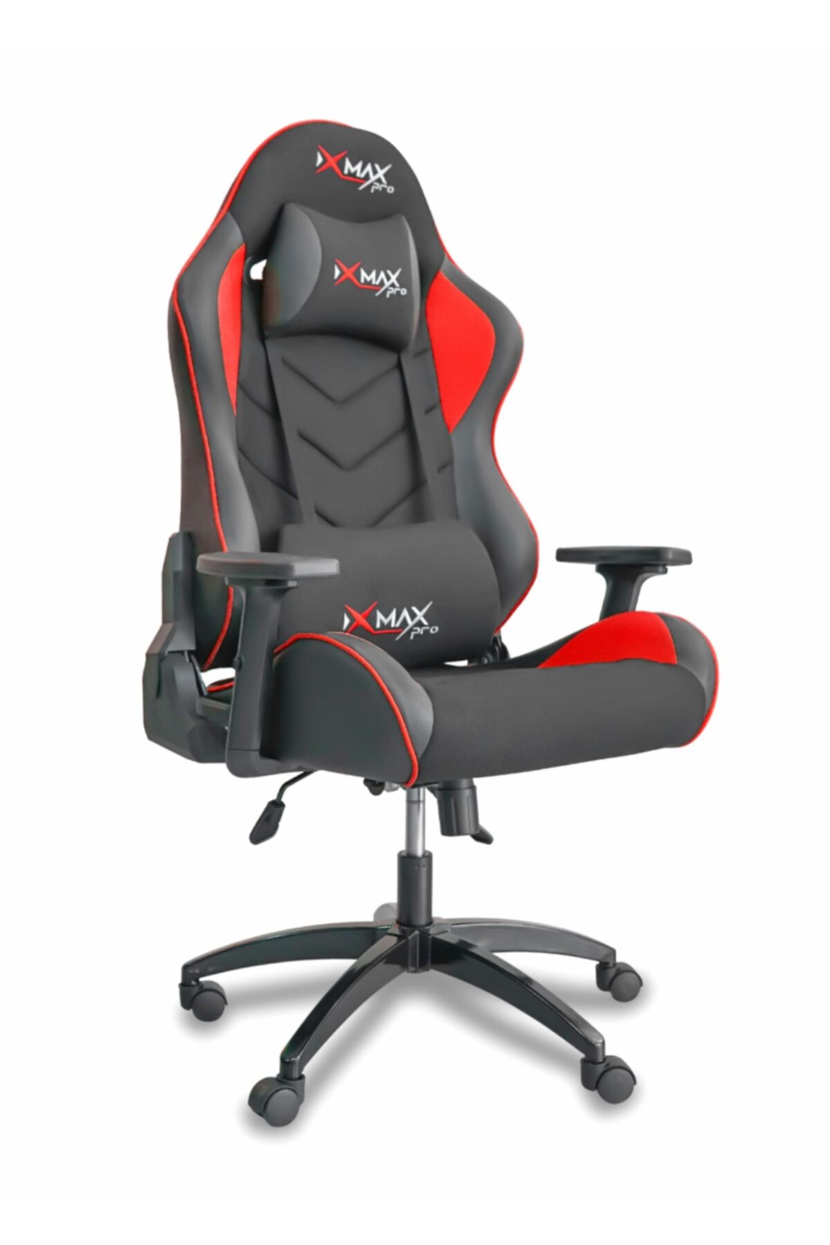 XMAX Akela Terletmez Kumaş Yatak Olur 3d Kollu Çift Yastıklı Profesyonel Oyuncu Koltuğu Kırmızı
