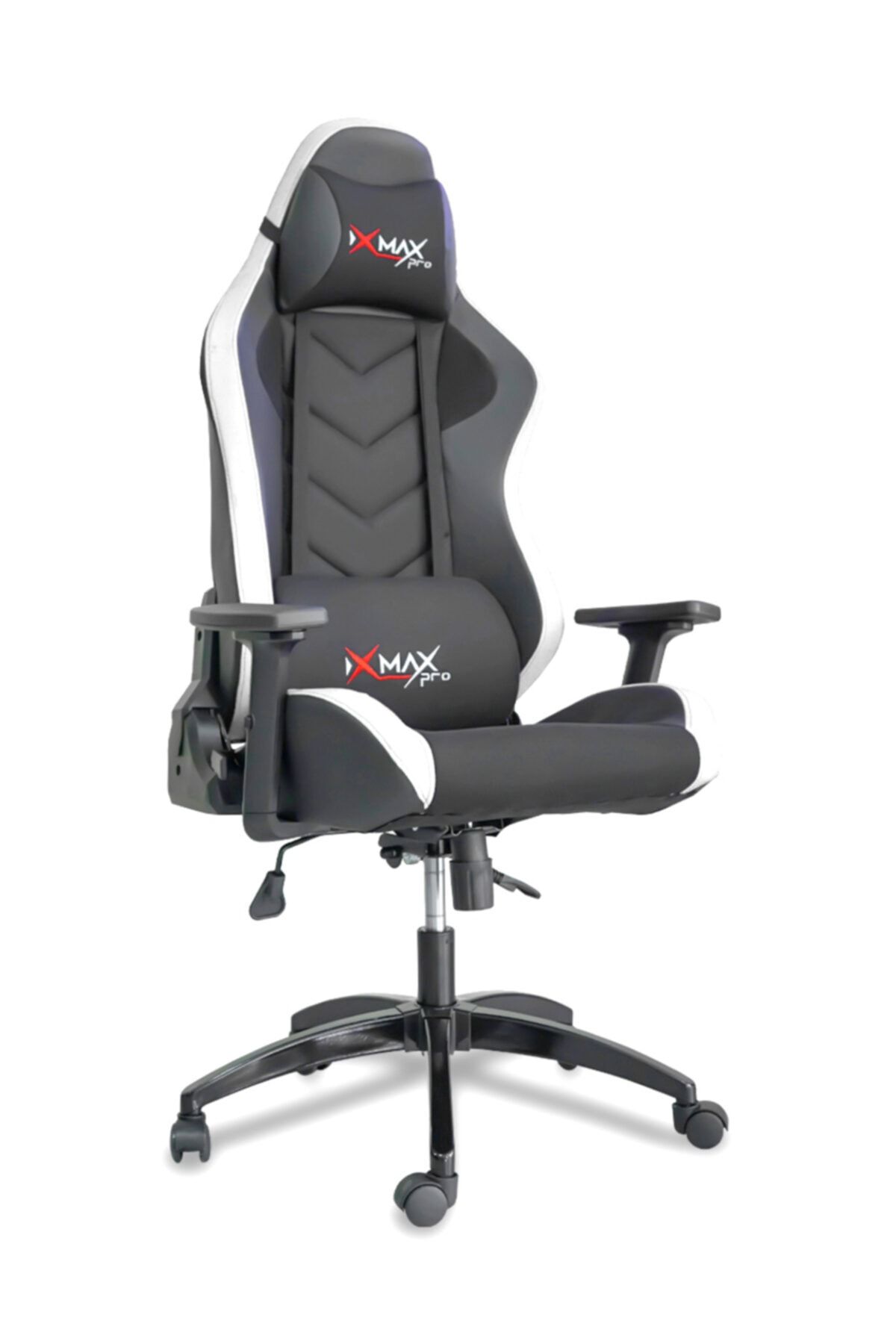 XMAX Hyper Terletmez Kumaş Yatak Olur 3d Kollu Çift Yastıklı Profesyonel Oyuncu Koltuğu Siyah/beyaz