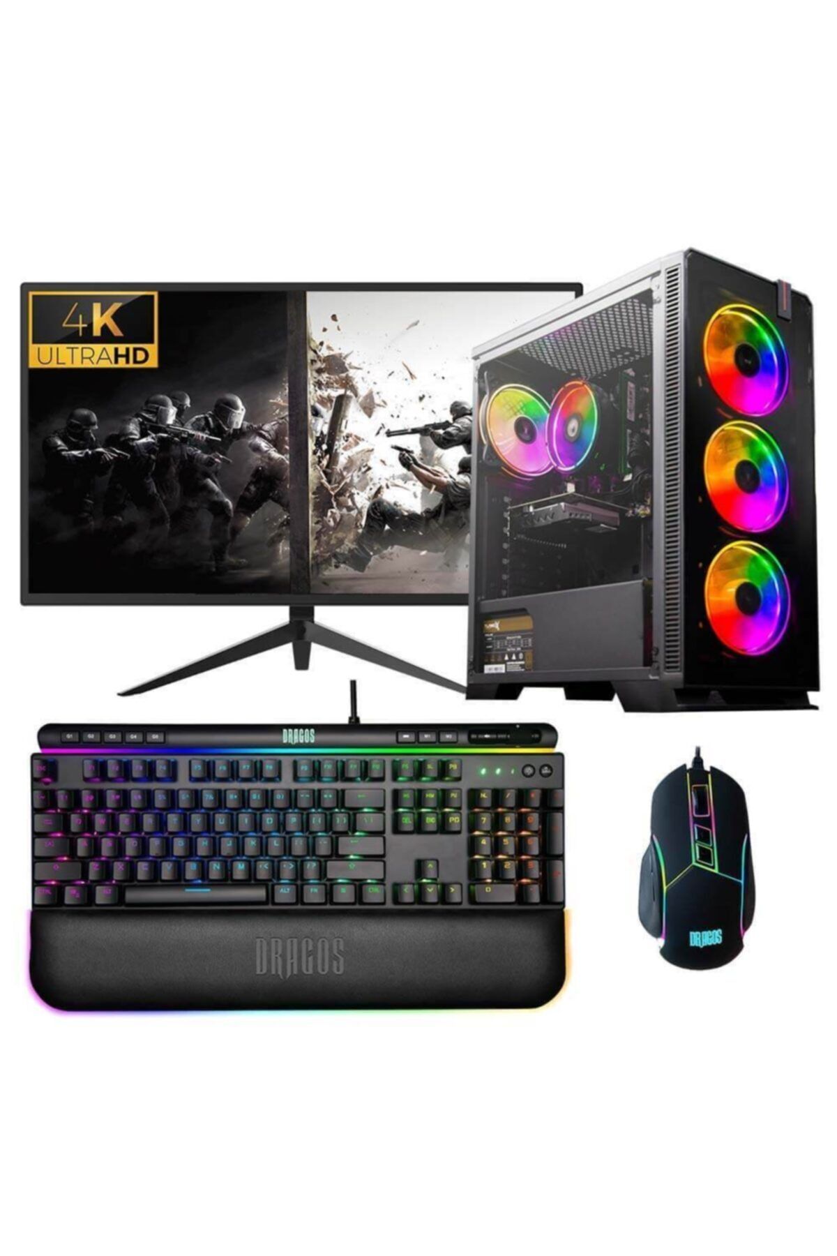 DRAGOS Drx884 I7 9700 16gb Ram 512gb M.2 Nvme Ssd 4gb Gtx1650 28'' 4k Mon. Masaüstü Oyun Bilgisayarı