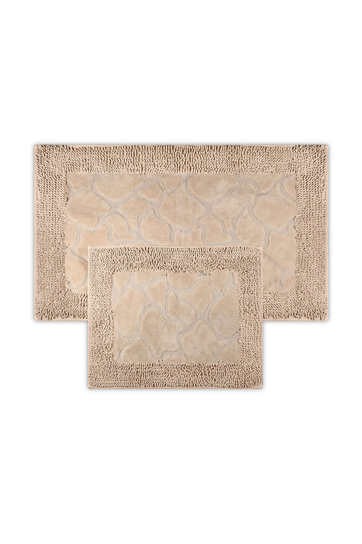 Bluenity Akik Doğal Pamuk 2'li Banyo Matı 60x100+50x60 - Bej