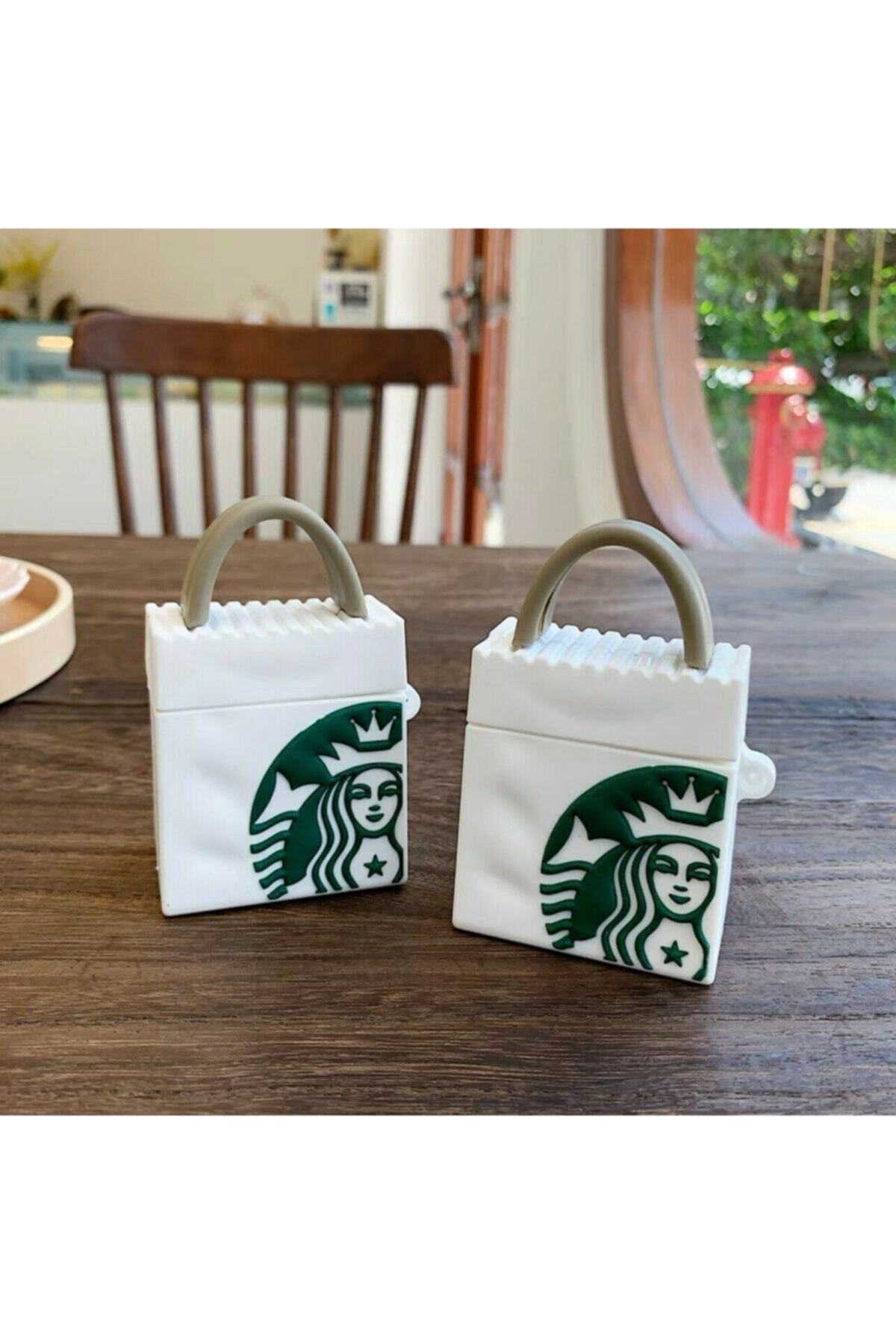 Bilişim Akademi Airpods Kılıf Beyaz Yeşil Coffe Çanta Tasarımlı 1. Ve 2. Nesil Airpods Kılıf
