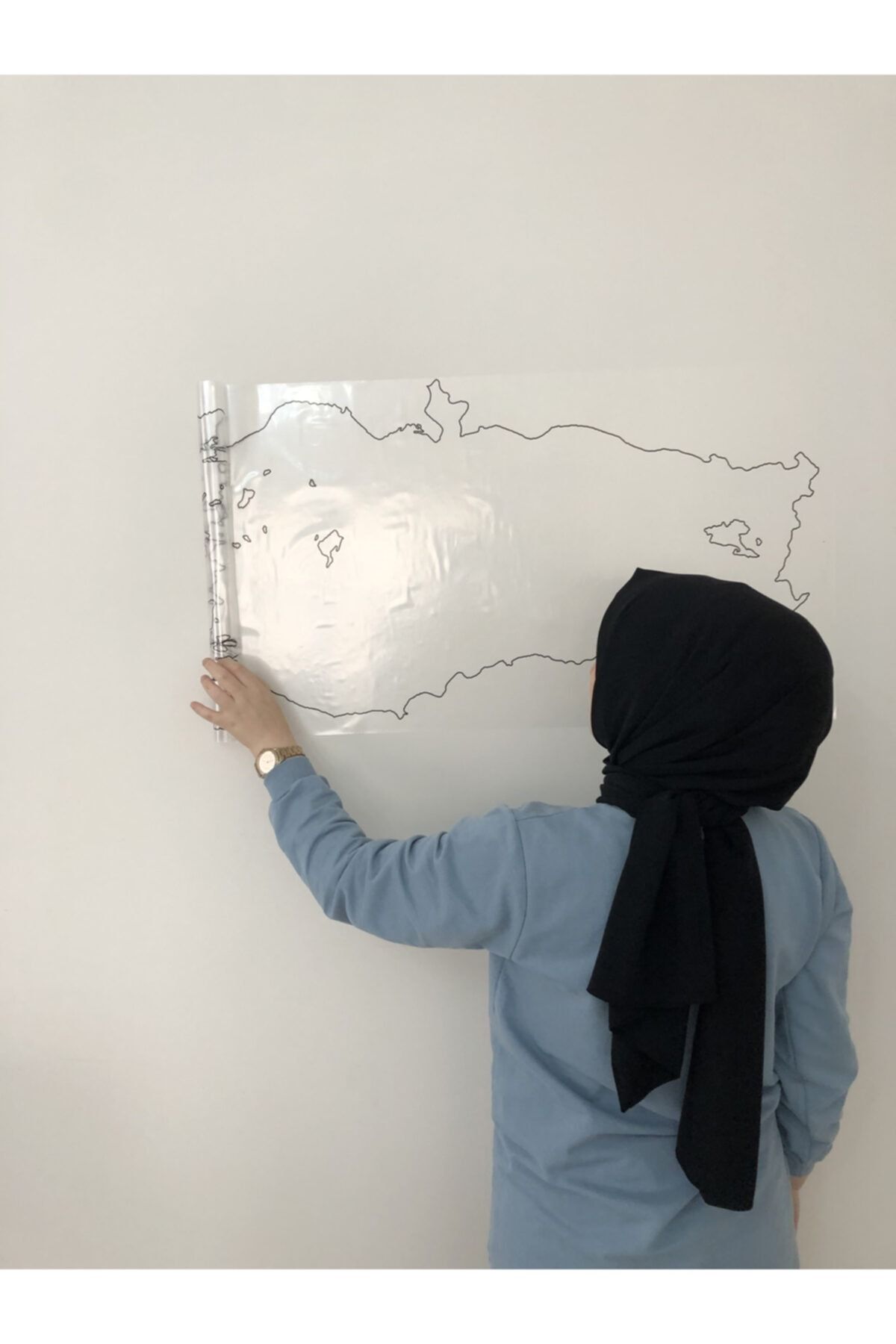 Tutunabilir Kağıt Dilsiz Türkiye Haritası Yazı Tahtası Akıllı Kağıt Tahta Statik + Kalem 114x48 Cm