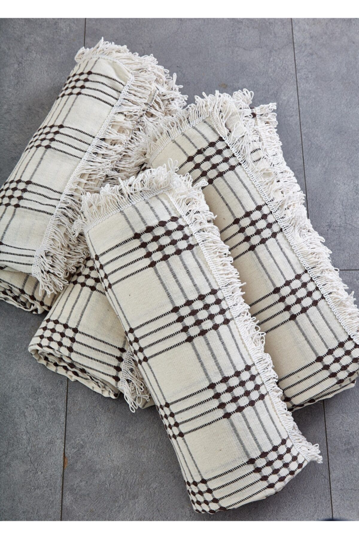 miss linda home collection Buldan Işi Kahve Renk (En Büyük Boy) Oturma Grubu Örtüsü (3+3+1+1)