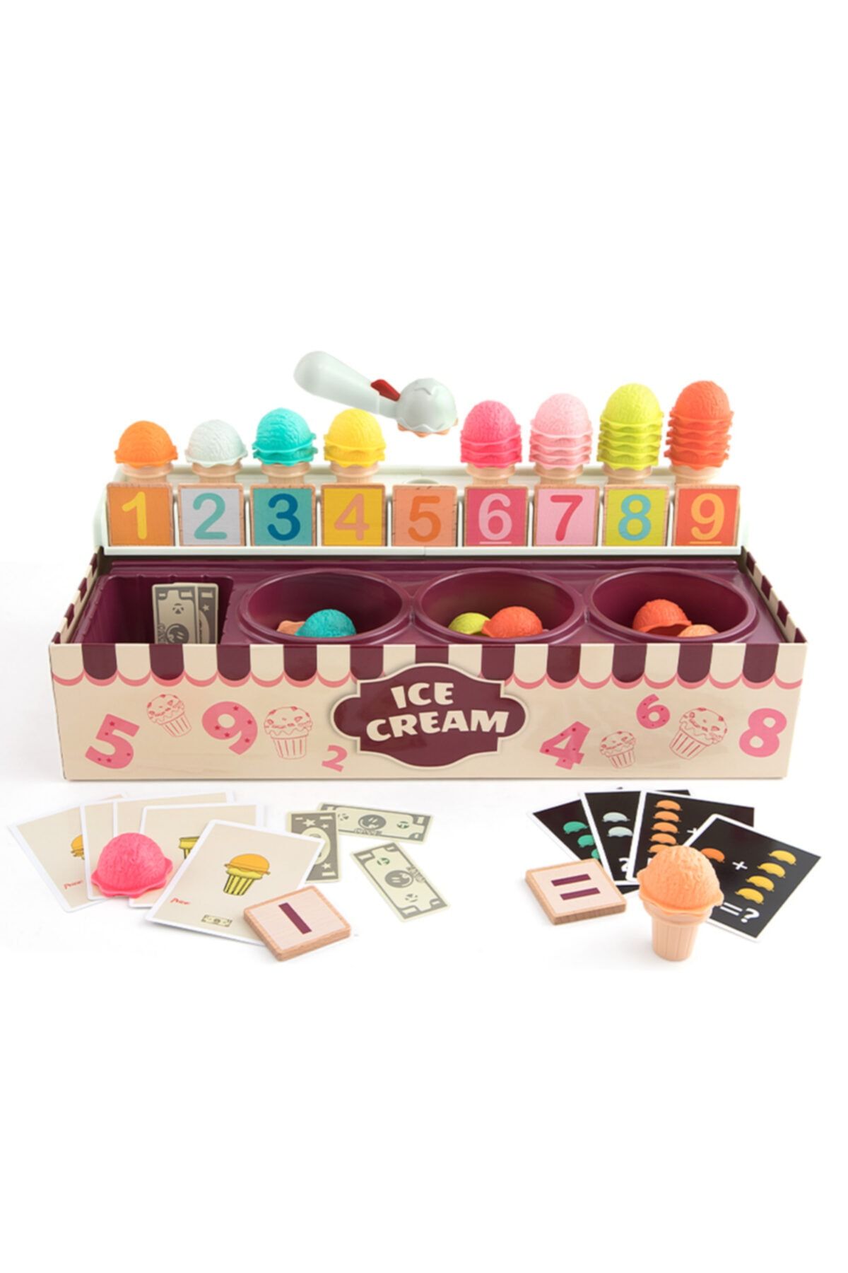 Top Brıght Colorful Number Cognitive Ice Cream Learning Box