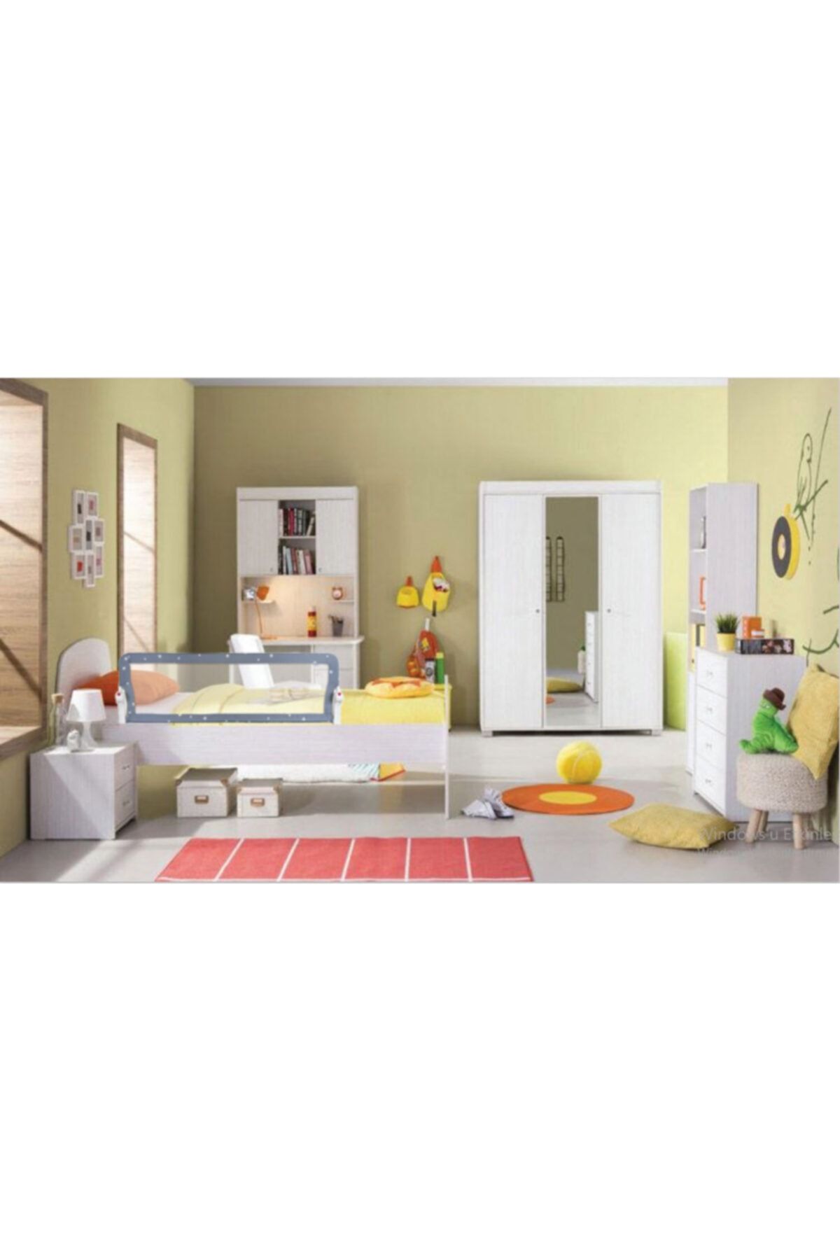 Miniço Katlanır Yatak Bariyeri 150 Cm,gri ,yıldızlı Desen.