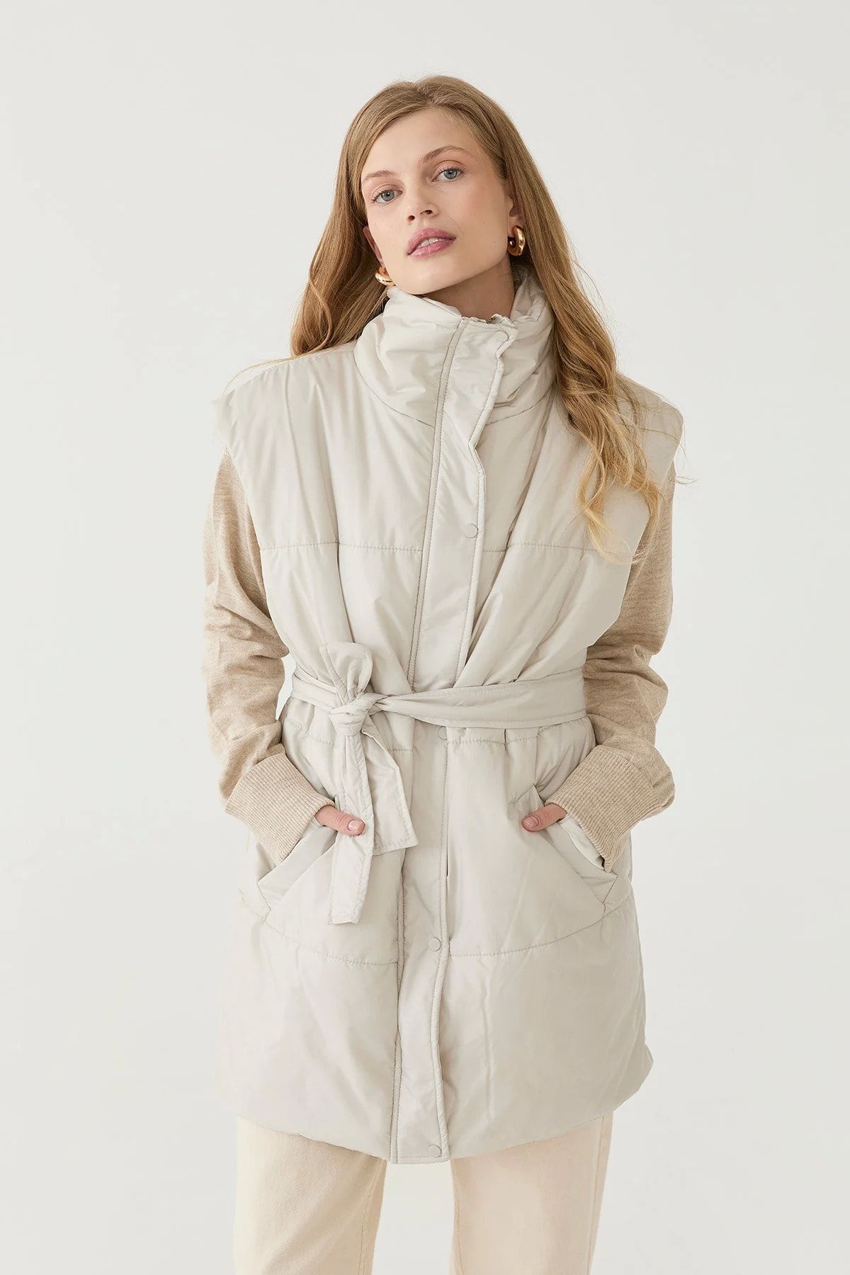 Suud Collection Gri Kemerli Şişme Yelek