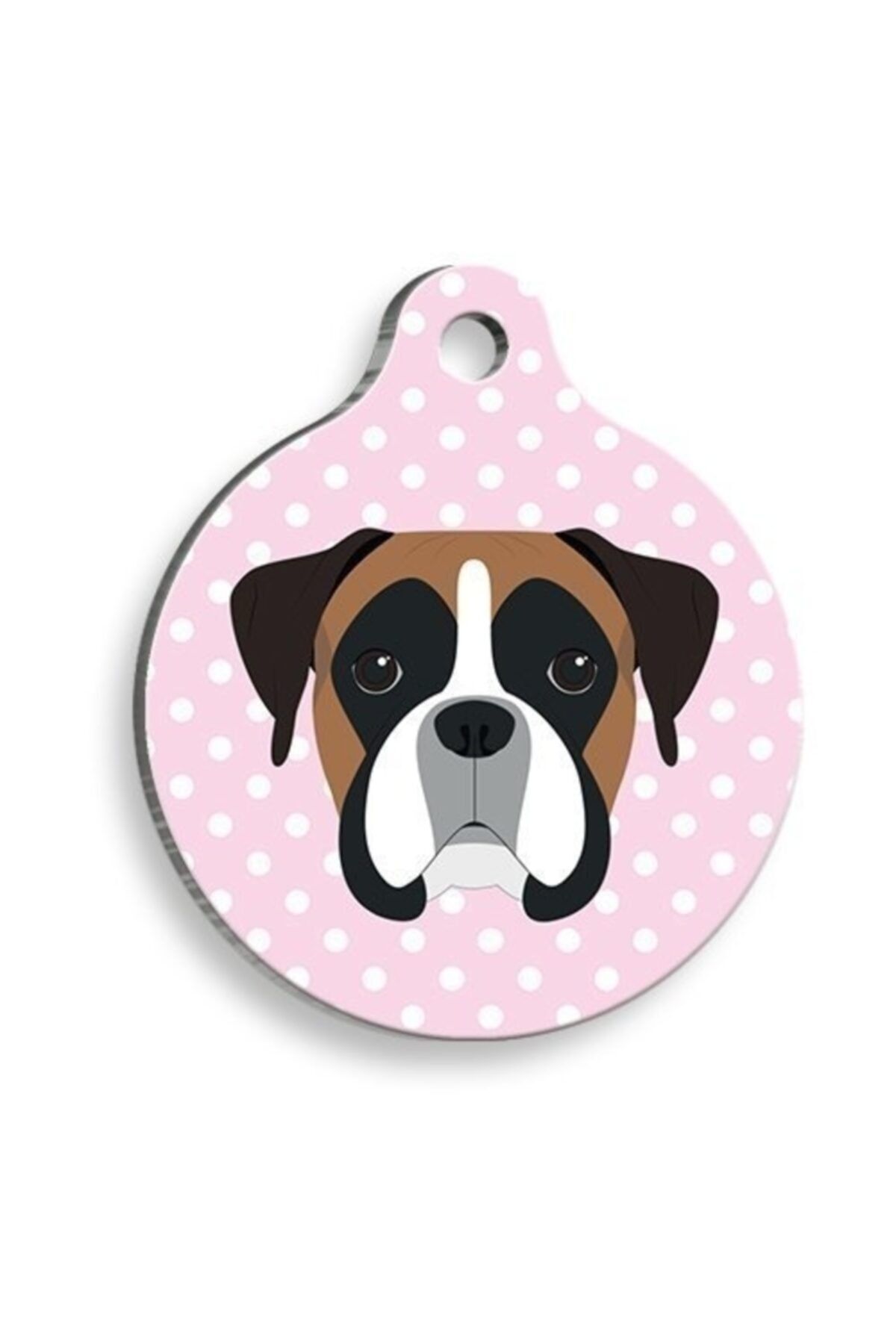 altın pati Puantiyeli Pembe Boxer Yuvarlak Köpek Künyesi