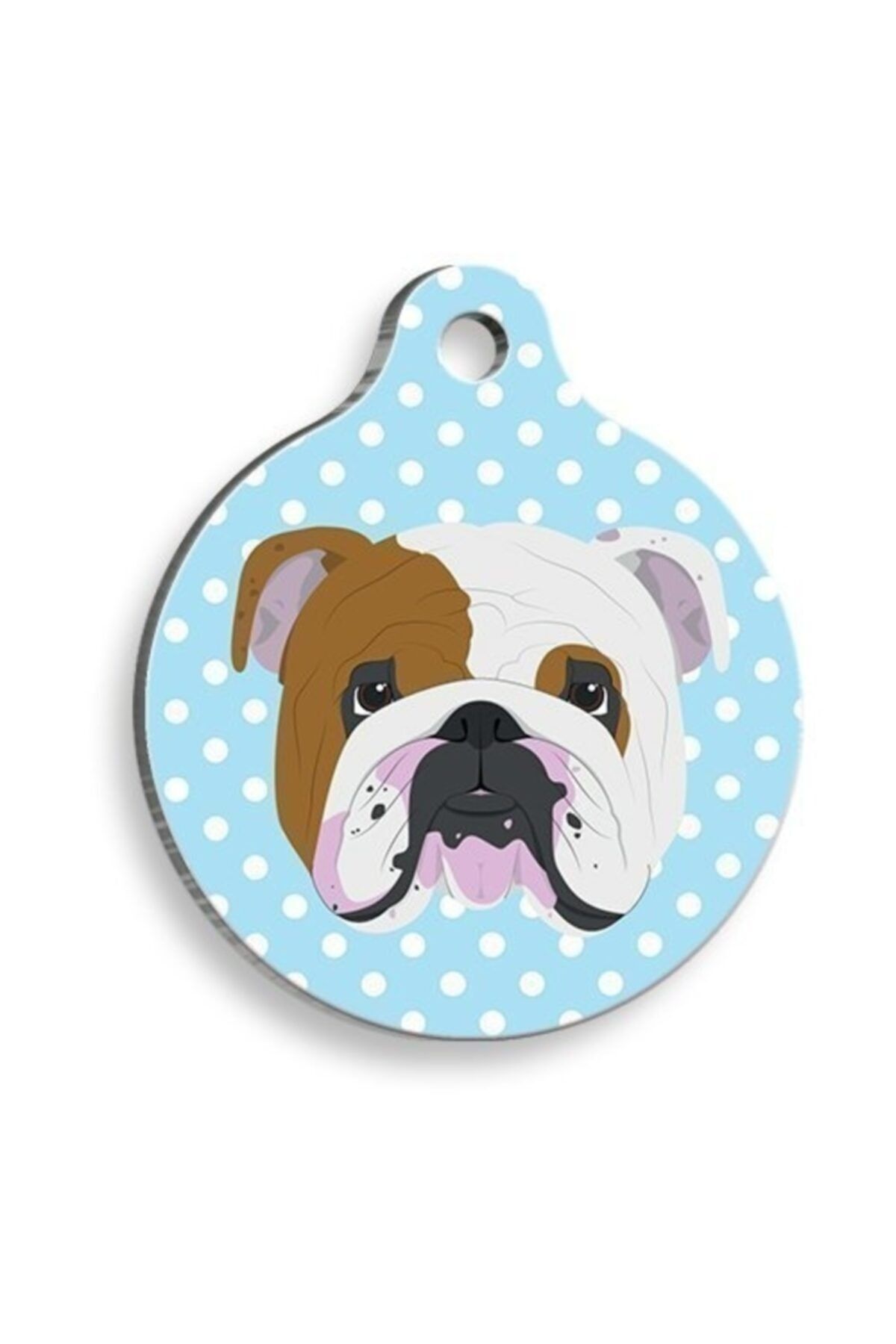 altın pati Puantiyeli English Bulldog Yuvarlak Köpek Künyesi