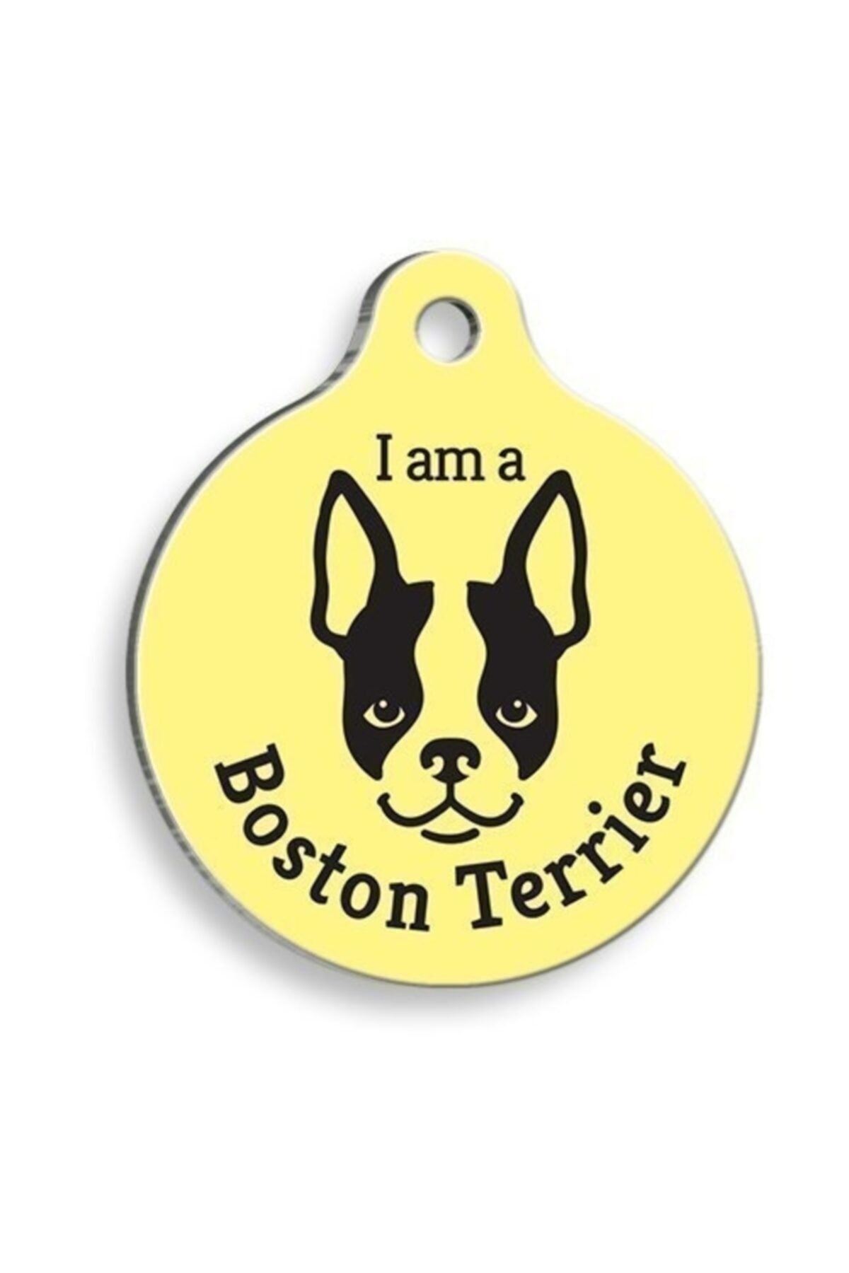 altın pati Sarı Boston Terrier Yuvarlak Köpek Künyesi