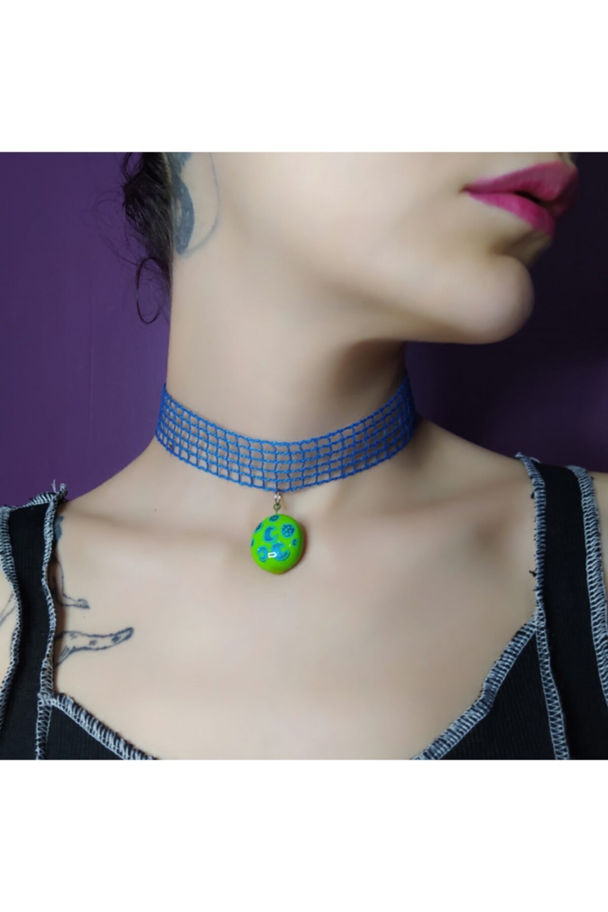 mamaokaliptus El Yapımı Yuvarlak Choker Tasma Kolye Seramik Kil Takı Tasarım