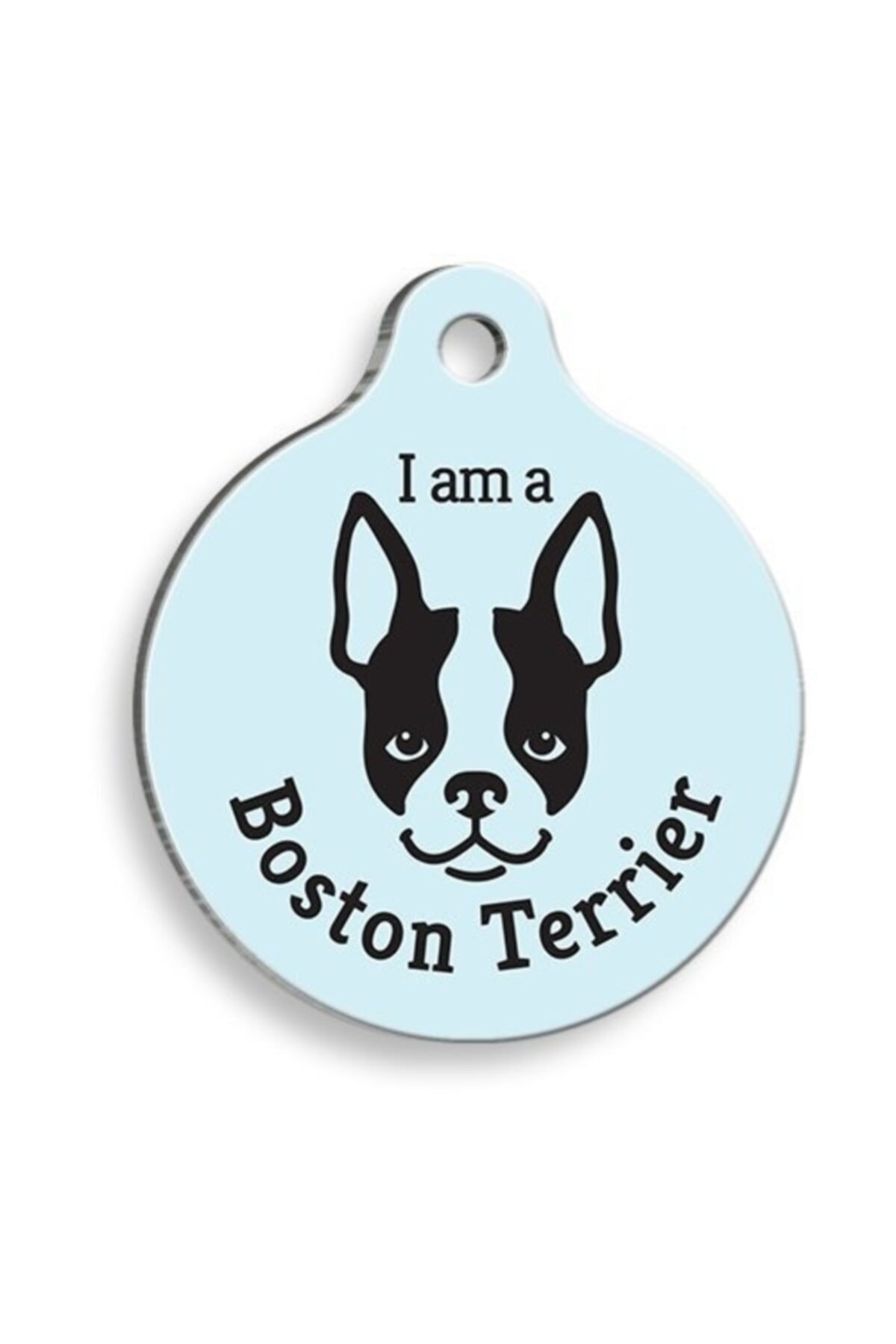 altın pati Mavi Boston Terrier Yuvarlak Köpek Künyesi