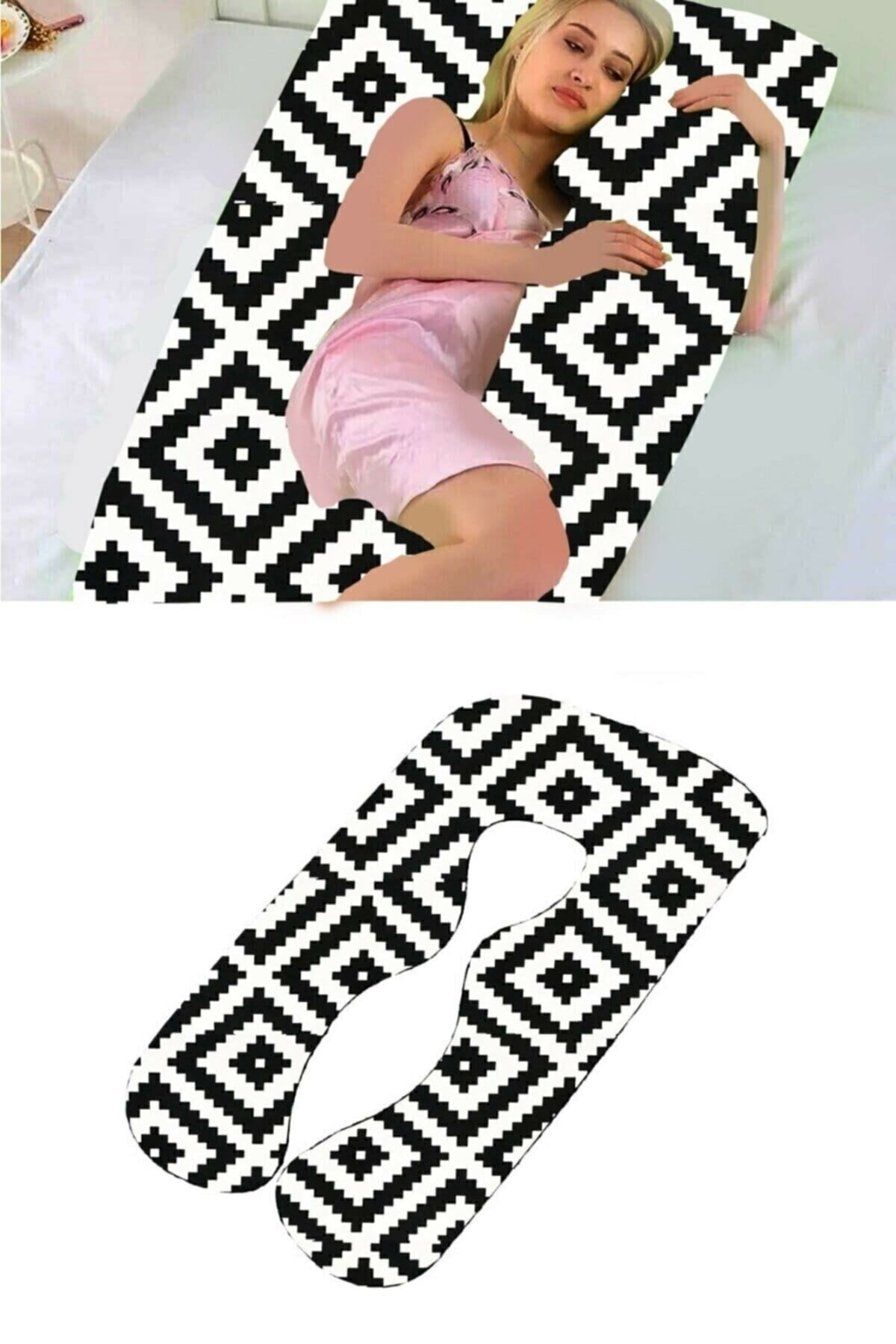 Lisinya Kullanımı Rahat 5 Farklı Bölge Destekli Hamile Yastığı (mozaik Desen)