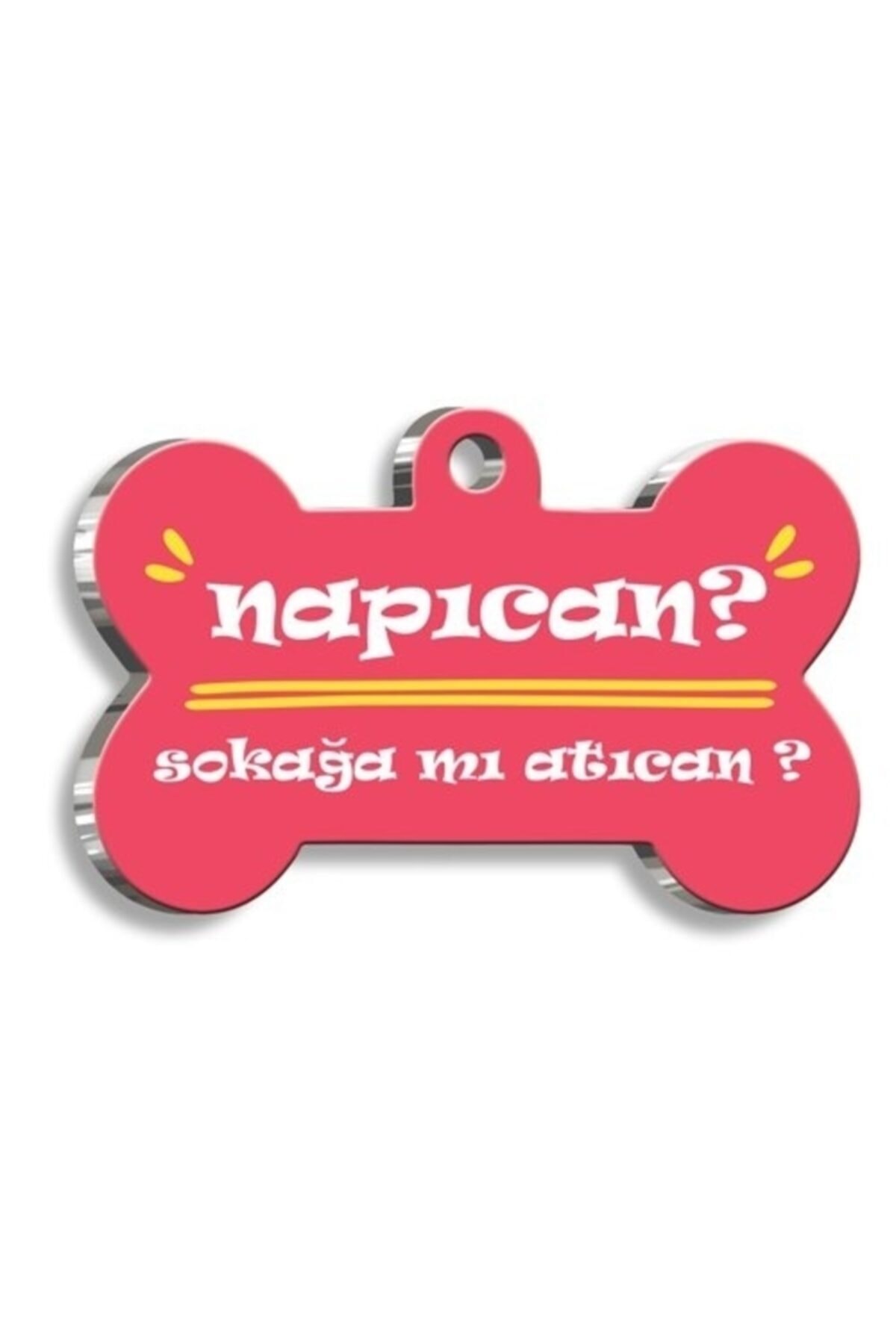 altın pati Napıcan  Pembe Kemik Şekilli Köpek Künyesi