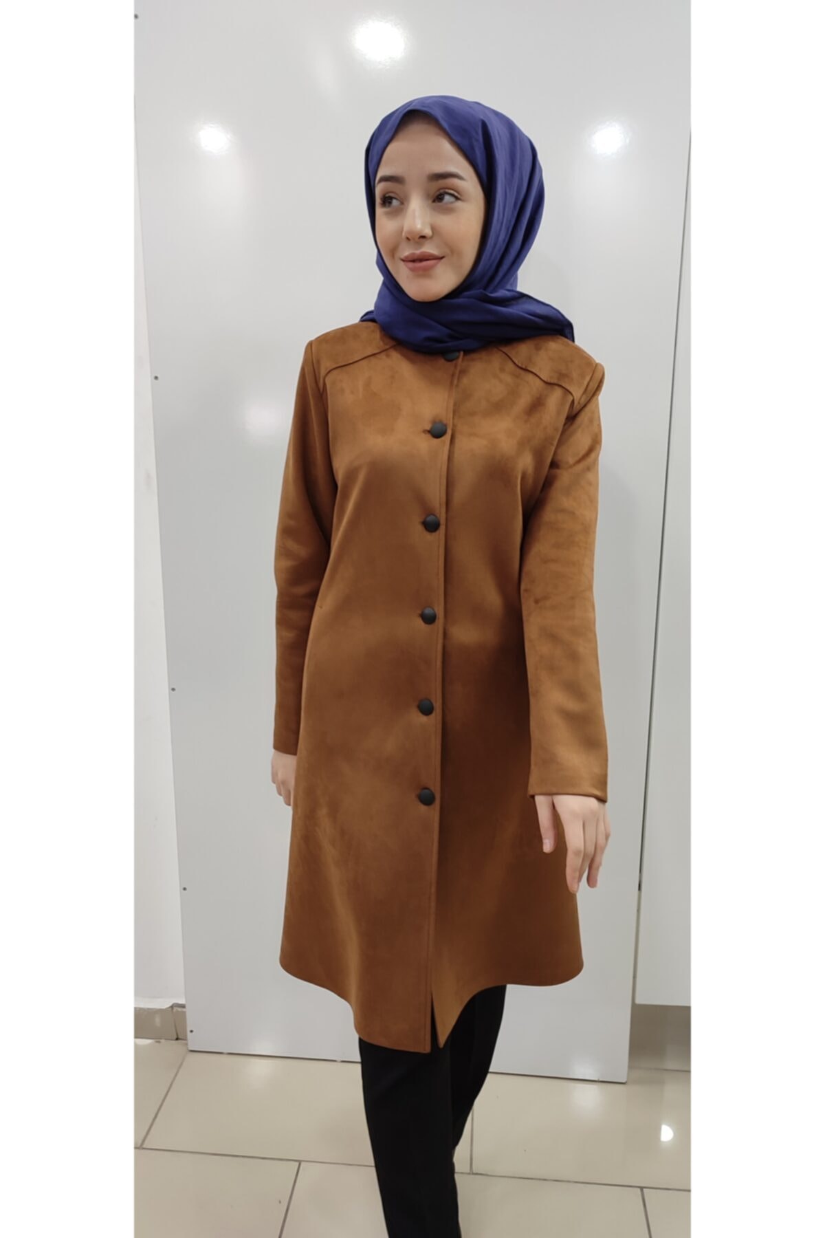 EBT BURAK Camel Düğmeli Süet Araboy Kap