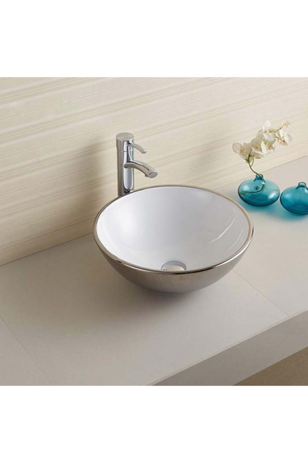 PUROSER Artemis Gümüş Tezgah Üstü Çanak Lavabo