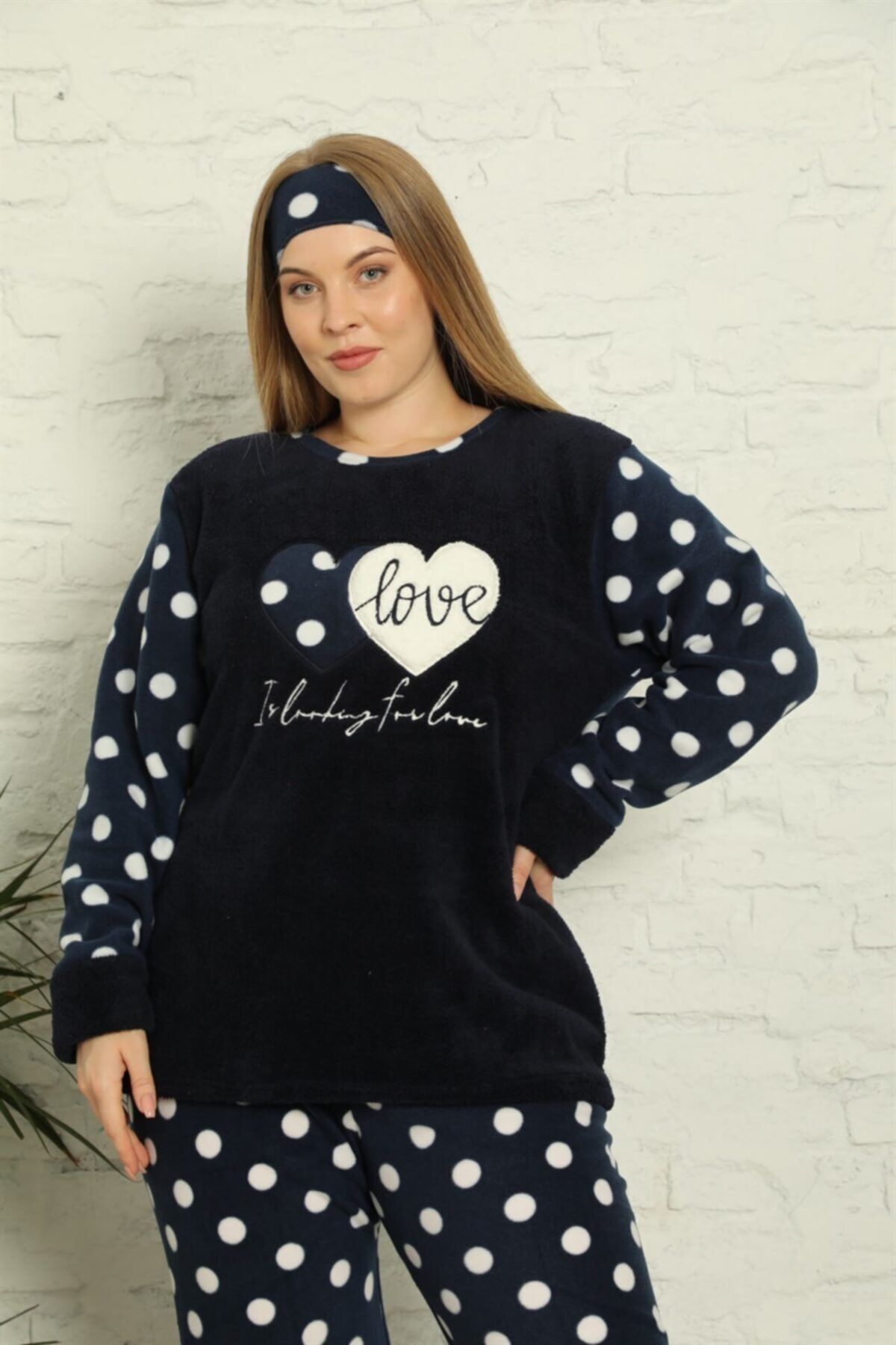alfaze Welsoft Polar Kadın Büyük Beden Pijama Takımı 808012 Siyah