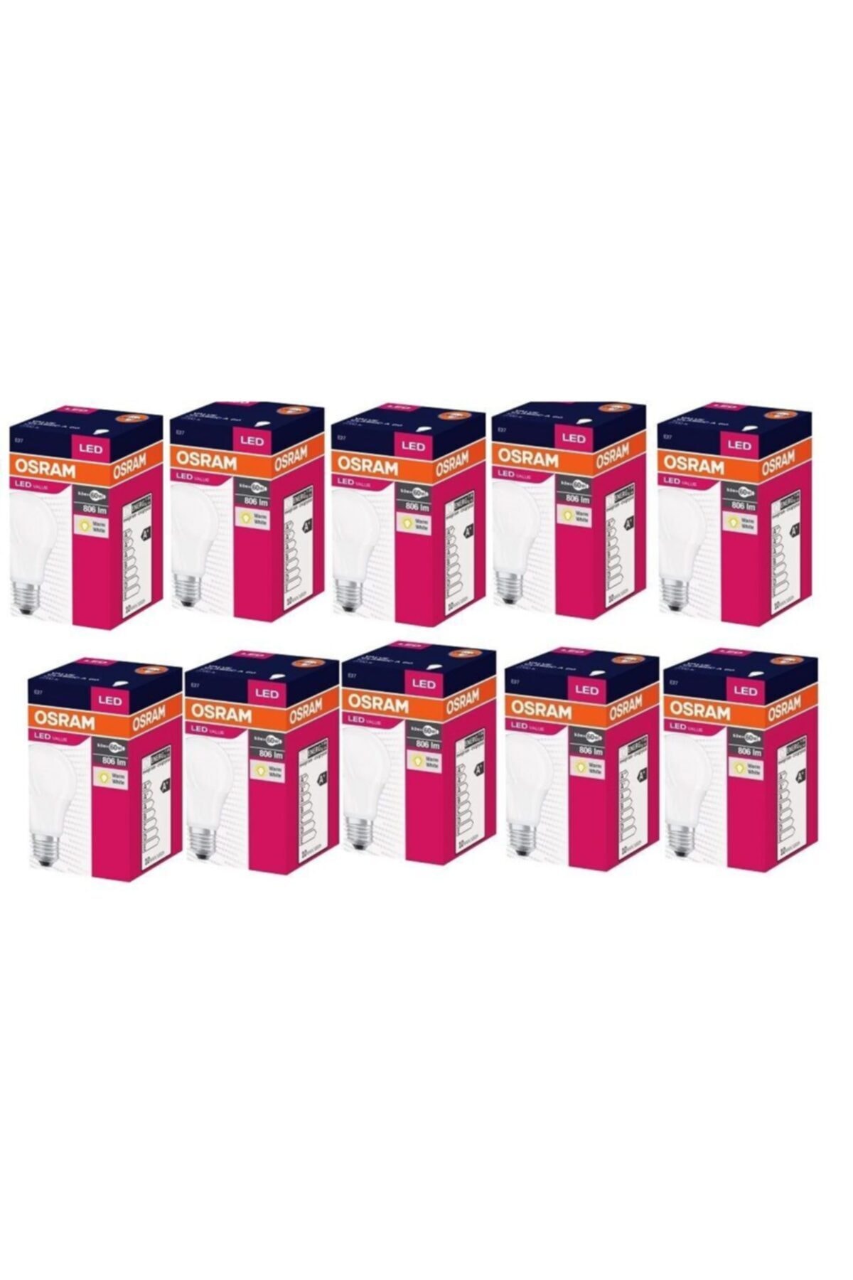 Osram 8,5w E-27 Duylu Led Ampul ( Beyaz Işık - 10'lu Paket )