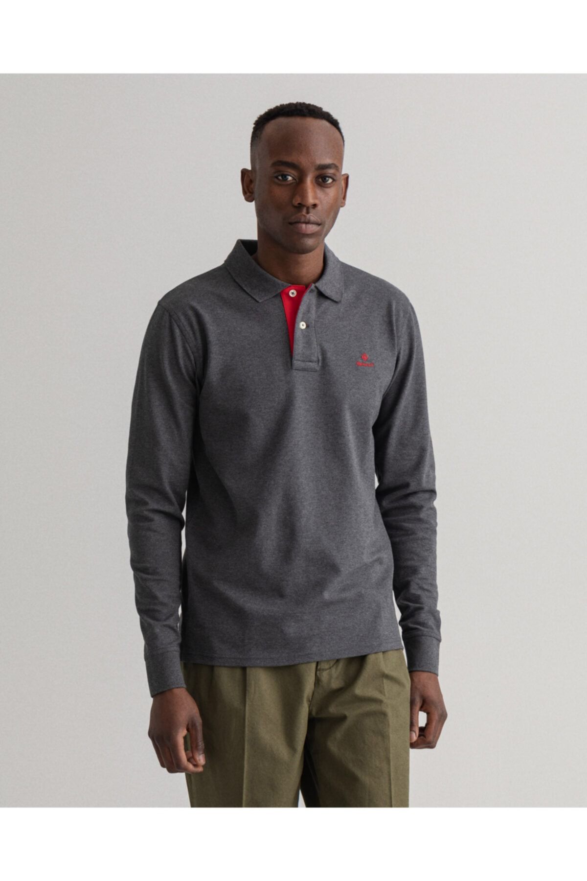 Gant Erkek Gri Regular Fit Uzun Kollu Polo