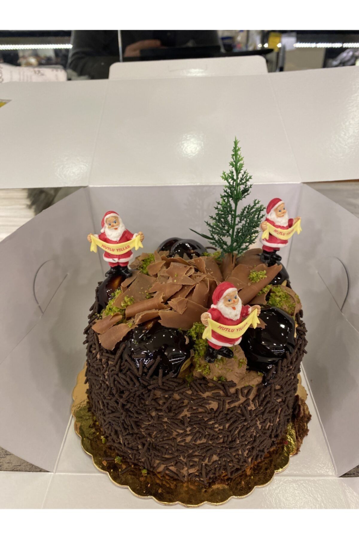 Pastasüs Mutlu Yıllar Yazılı Noel Baba Pasta Yılbaşı Süsü 12 Adet