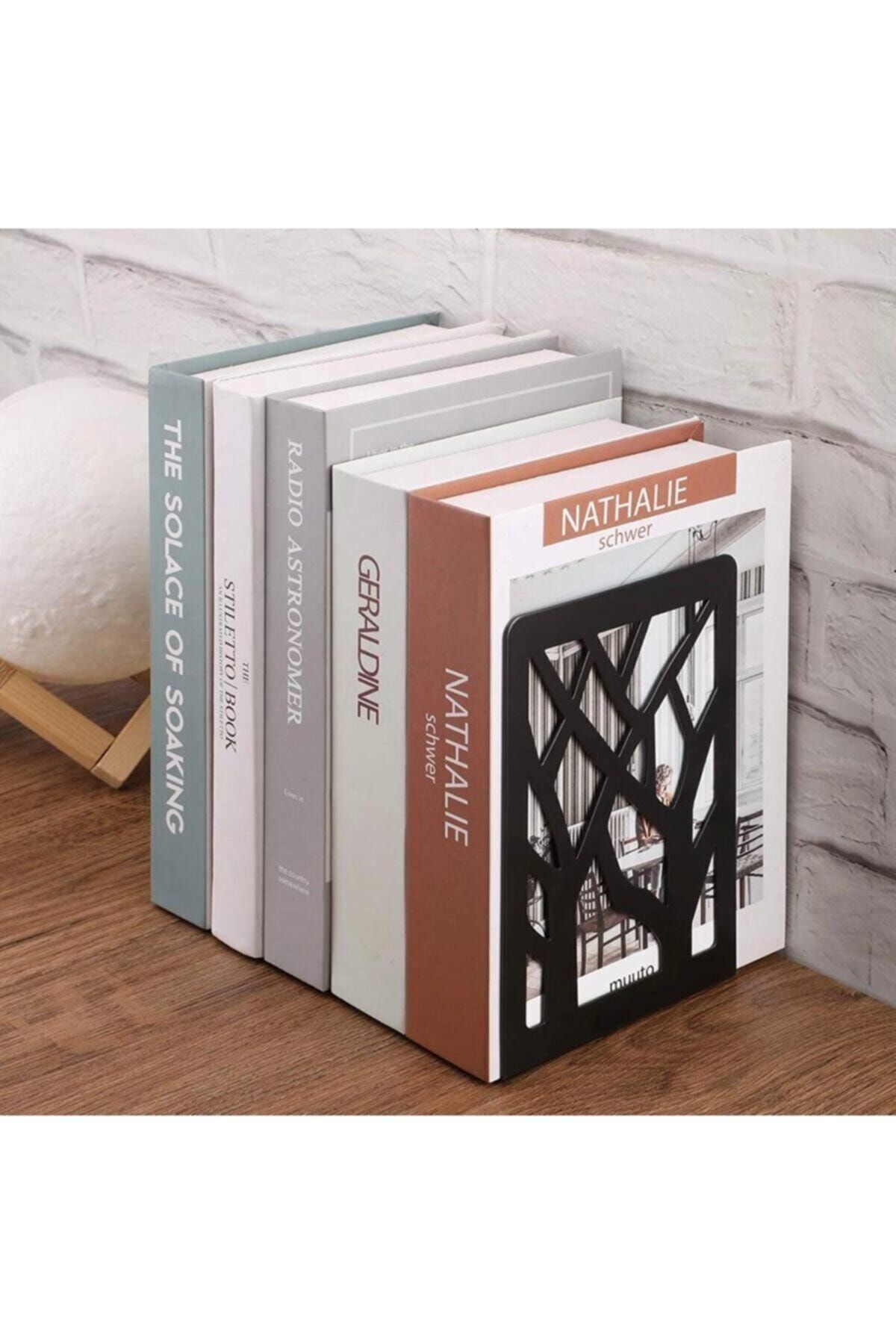 You Bella Ağaç Desenli Kitap Desteği Dekoratif Ev ve Ofis İçin Estetik Kitap Tutucu 2 li Set Siyah