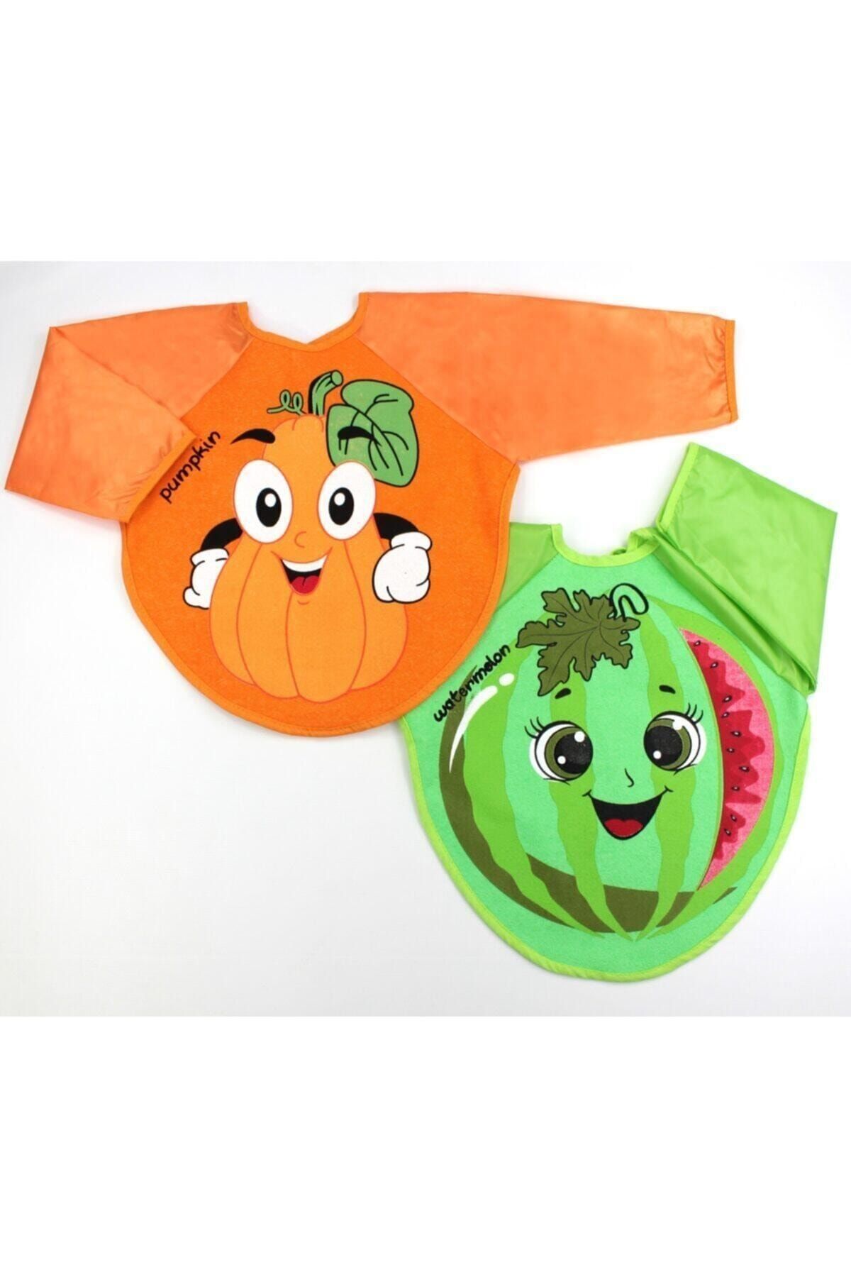 Kids Buude Balkabağı Karpuz Giydirilebilir Kollu Mama Önlüğü  2 Adet