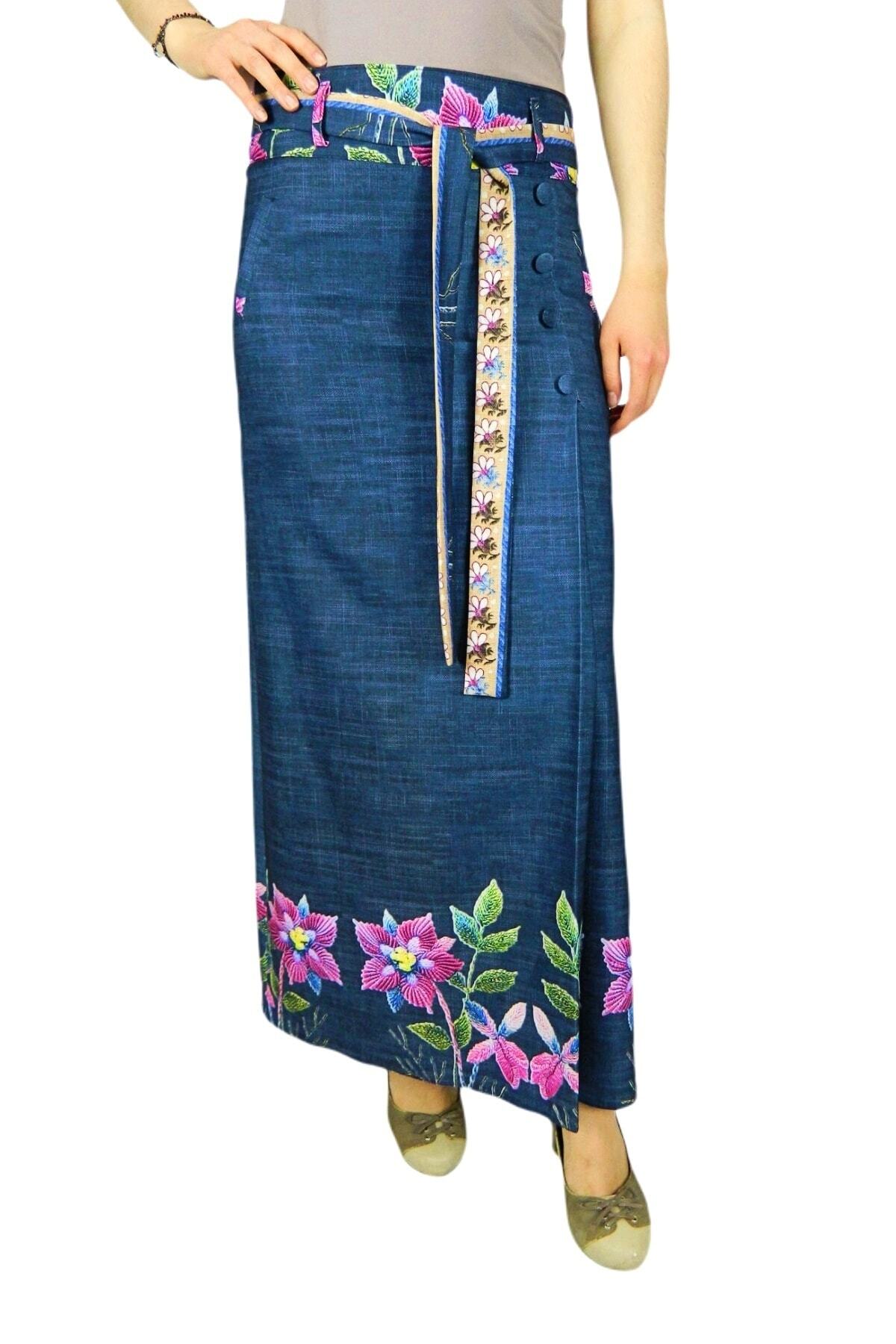 ERMANLAR Kadın Uzun Çiçekli Etek Erm131