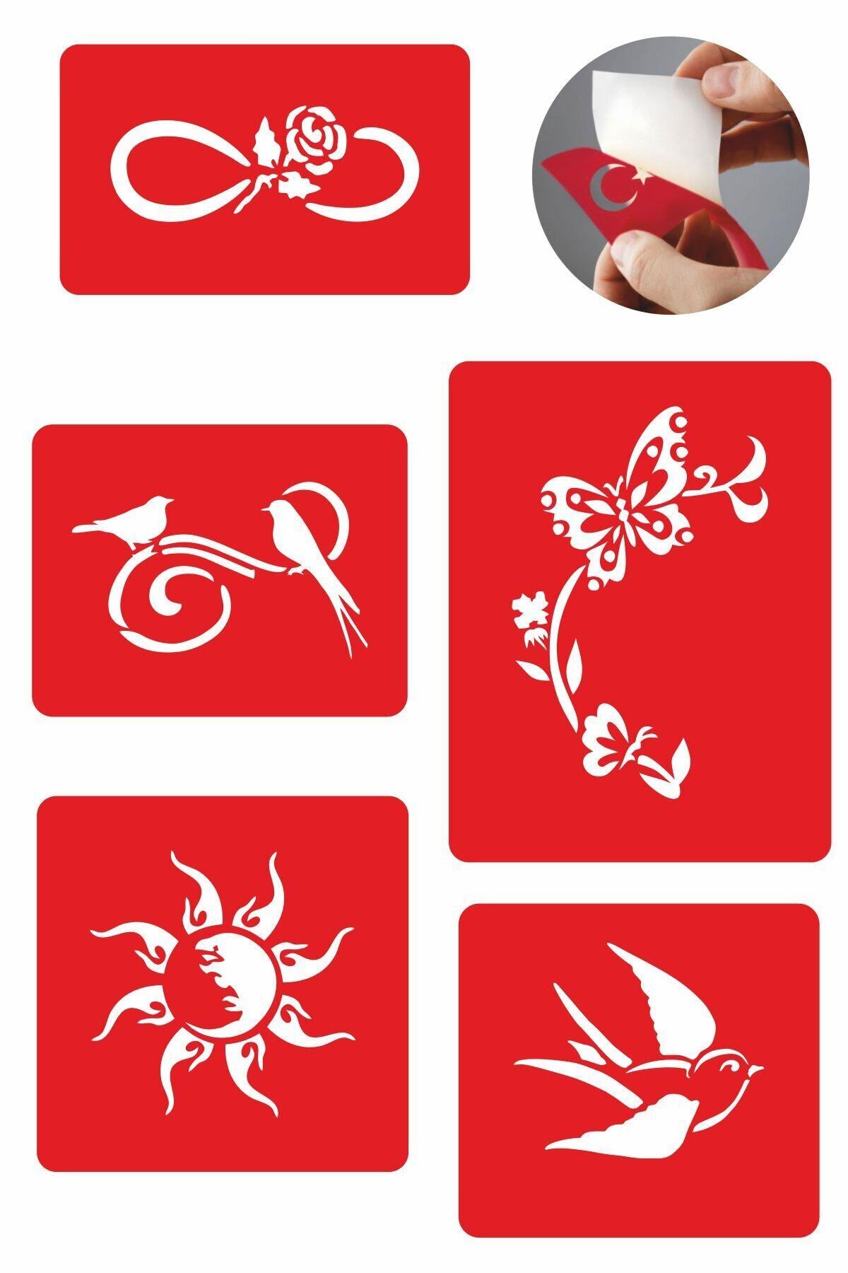 ONE SPRAY TATTOO Sonsuz Güneş Modelleri 5 Adet Geçici Dövme Ve Kına Deseni Spreysiz