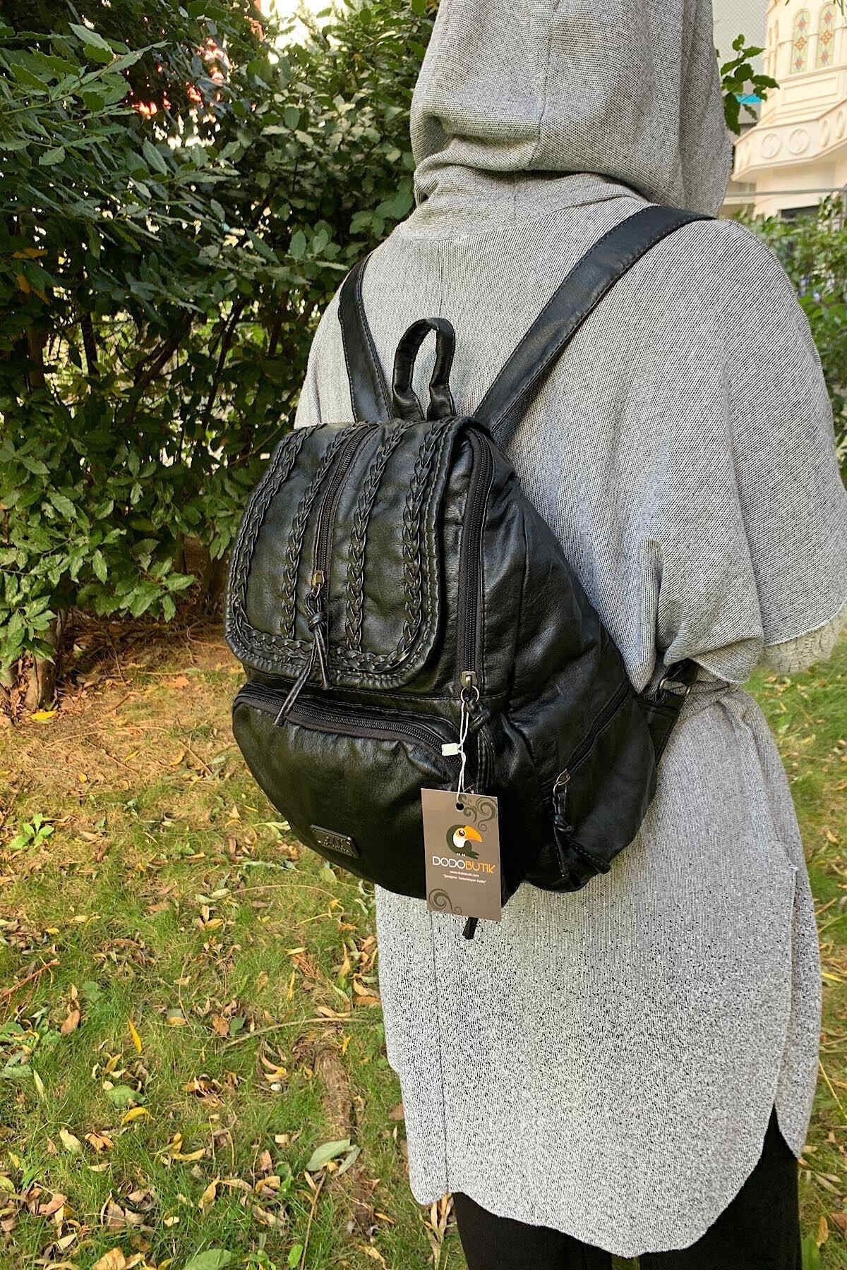 DodoButik Yıkama Deri Sırt Çantası