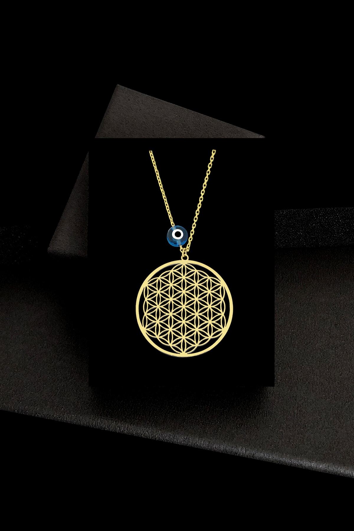 ROXX THE JEWELLRY Yaşam Çiçeği Gold Gümüş Kolye Nazarlı