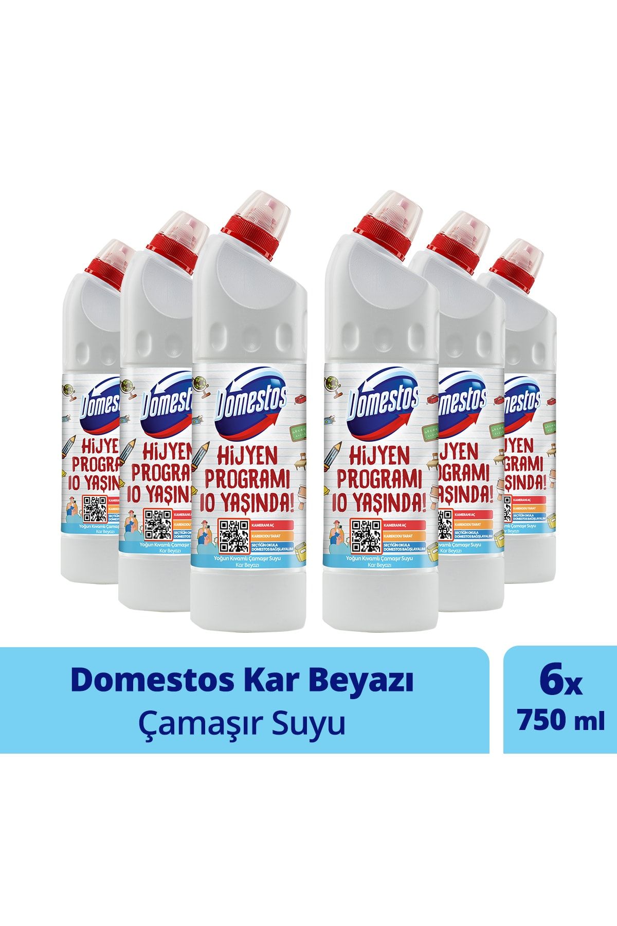 Domestos Çamaşır Suyu Kar Beyazı 750 ml - 6'lı Paket